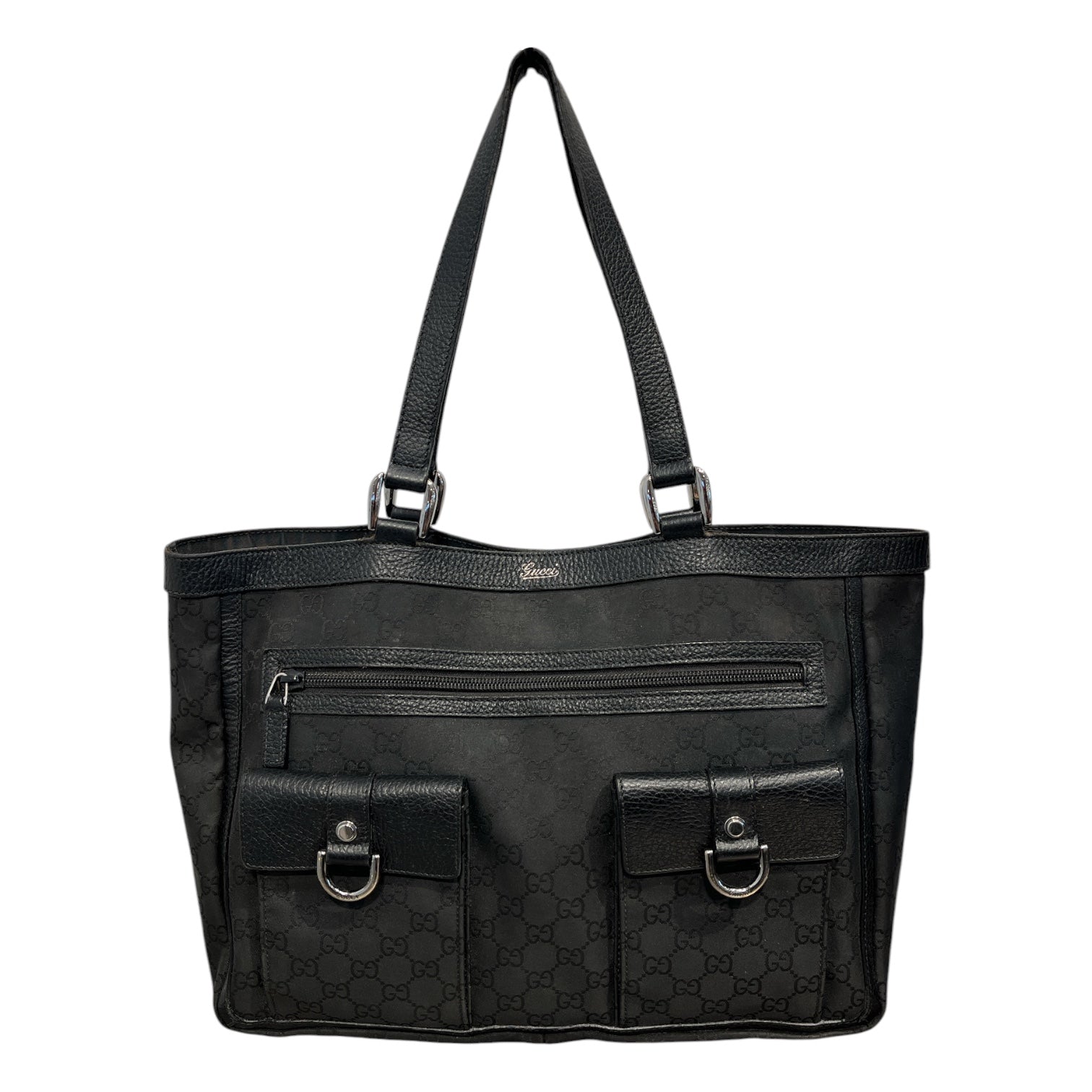 GUCCI/Tote Bag/Monogram/BLK/Abbey toe bag | utility pocket view 1