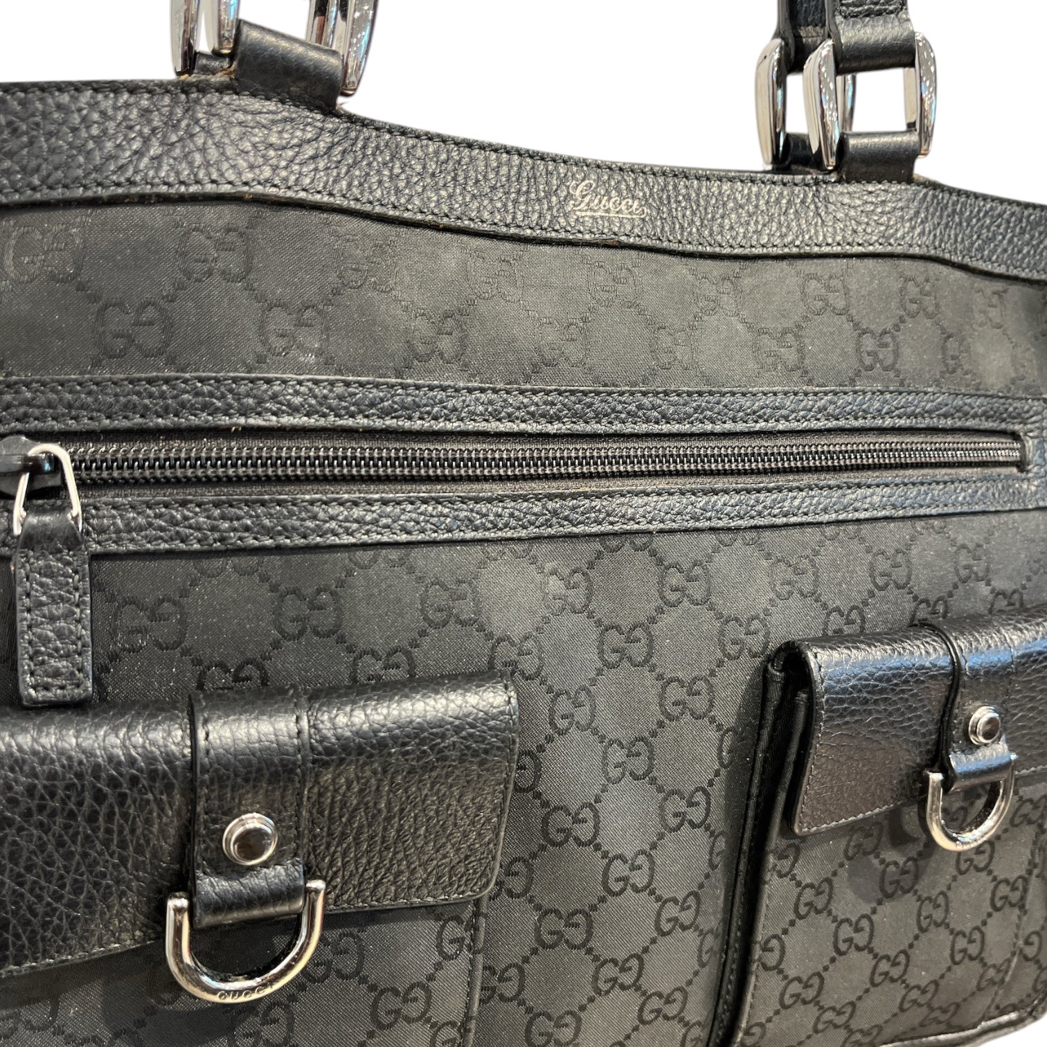 GUCCI/Tote Bag/Monogram/BLK/Abbey toe bag | utility pocket view 6