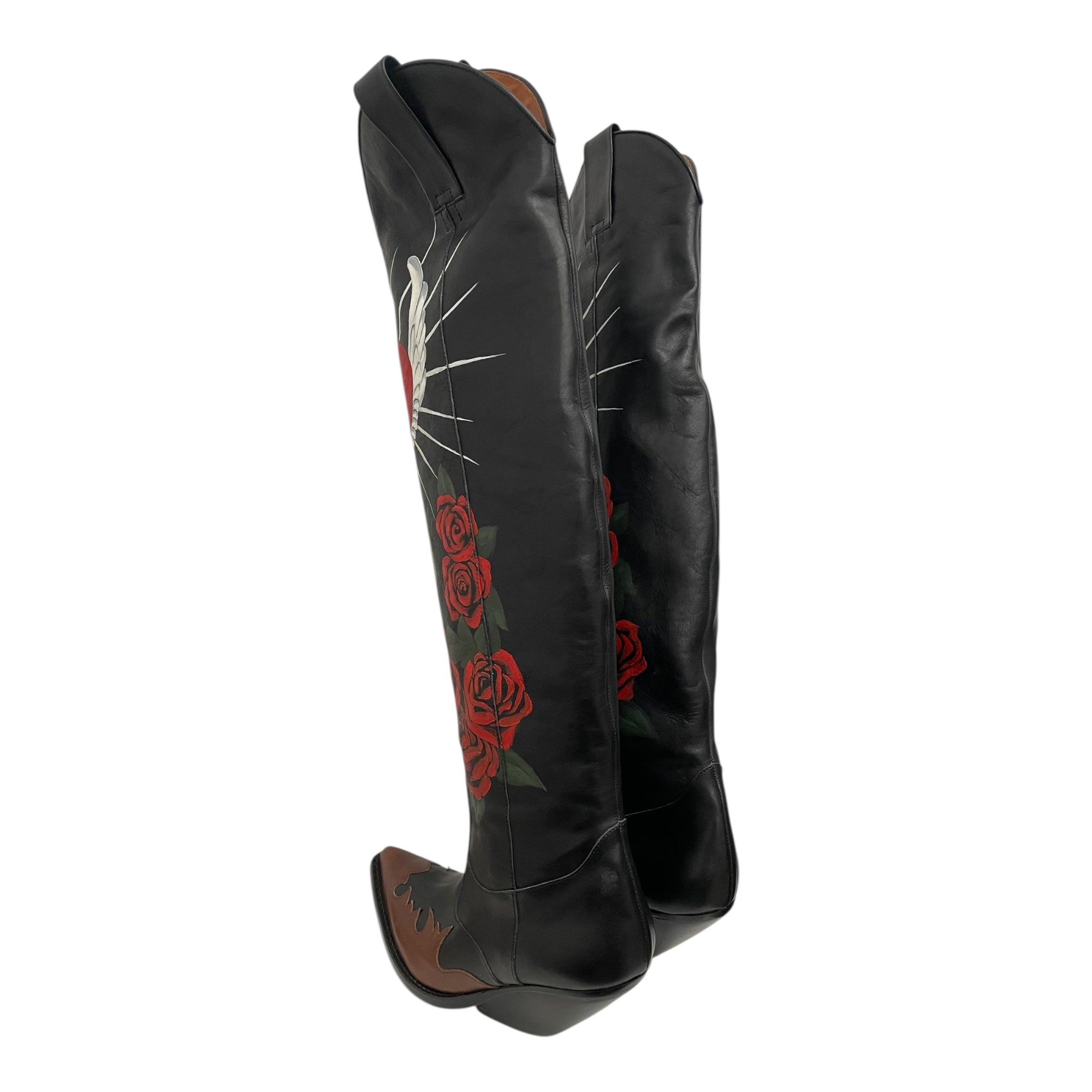VETEMENTS/Western Boots/EU 39/Graphic/Leather/BLK/2016 HAND PAINTED WESTERN view 2