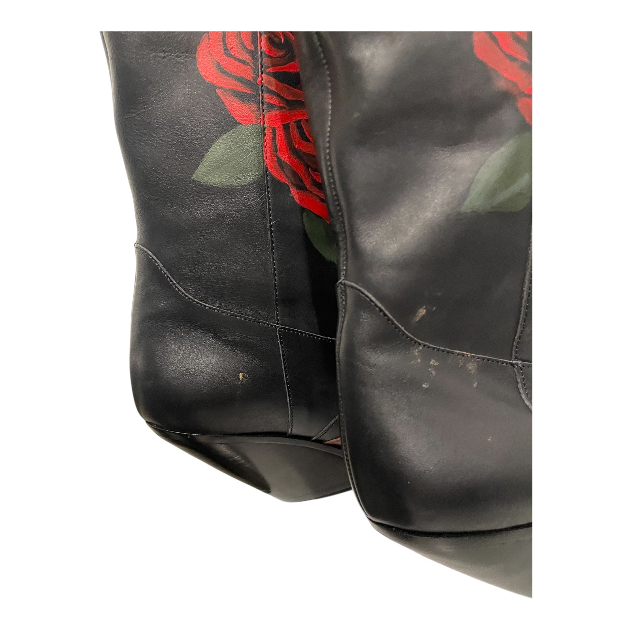 VETEMENTS/Western Boots/EU 39/Graphic/Leather/BLK/2016 HAND PAINTED WESTERN view 4
