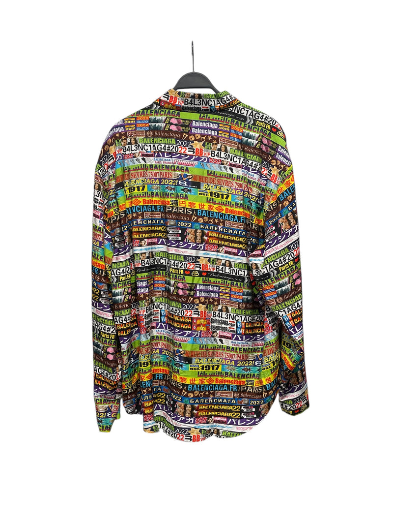BALENCIAGA/LS Shirt/38/Cotton/MLT/All Over Print/MAGAZINE ALL-OVER PRINT