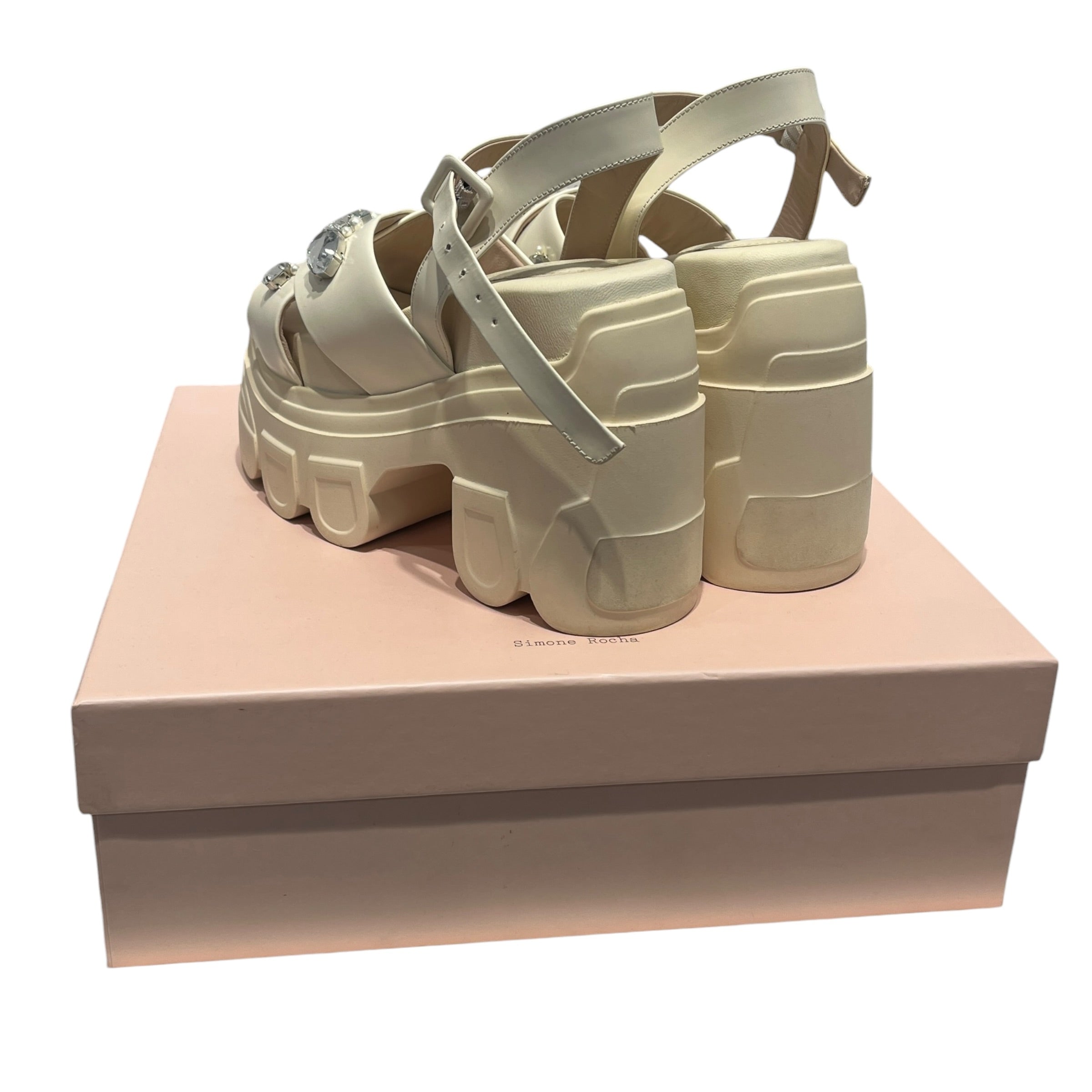 SIMONE ROCHA/Sandals/EU 35/CRM/RHINETSONED LEATHER PLATFORMS view 2