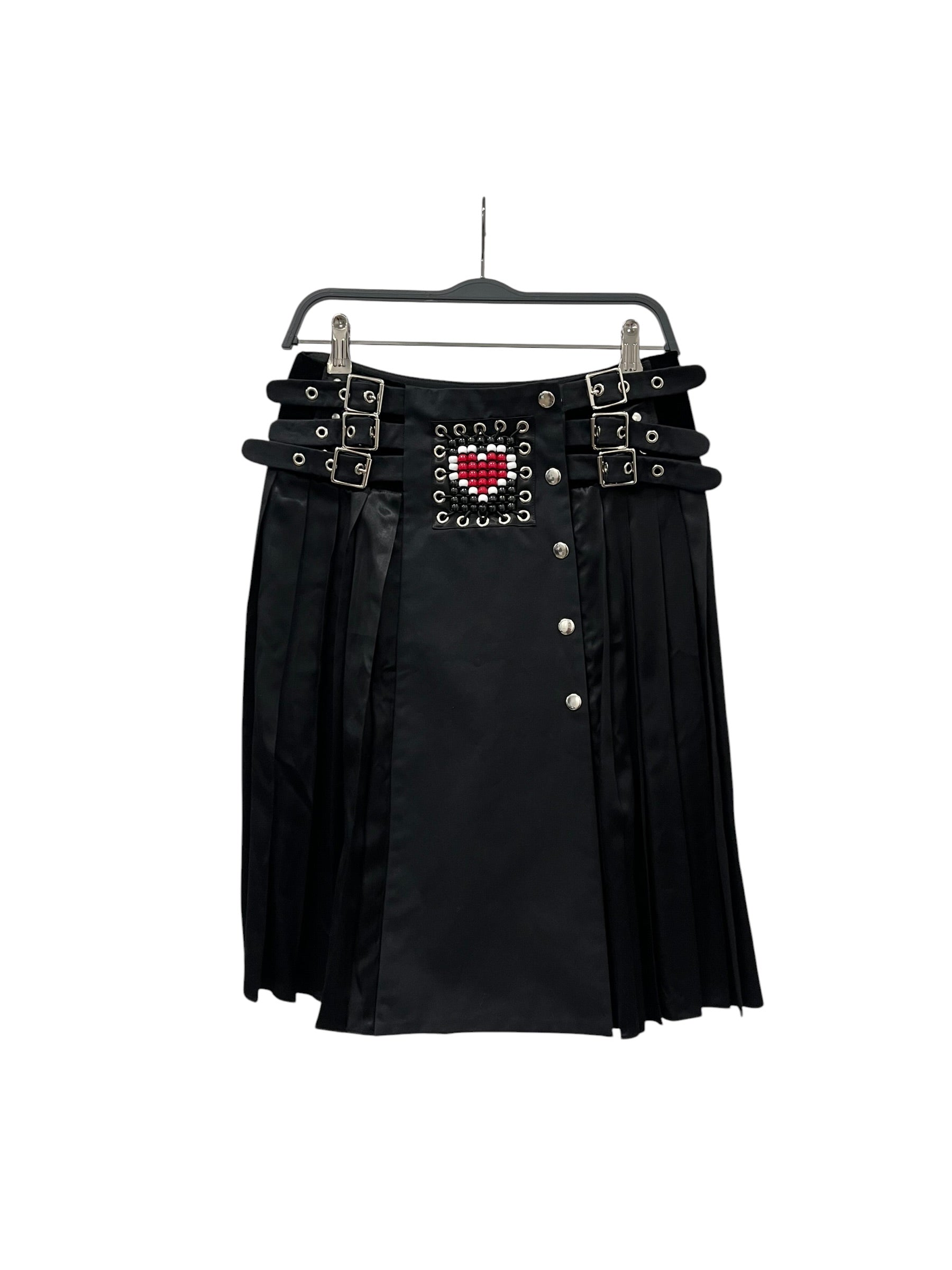 CHOPOVA LOWENA/Skirt/S/Cotton/BLK/Mini Length/HEART BEAD DETAIL SIDE BUCKLES view 1