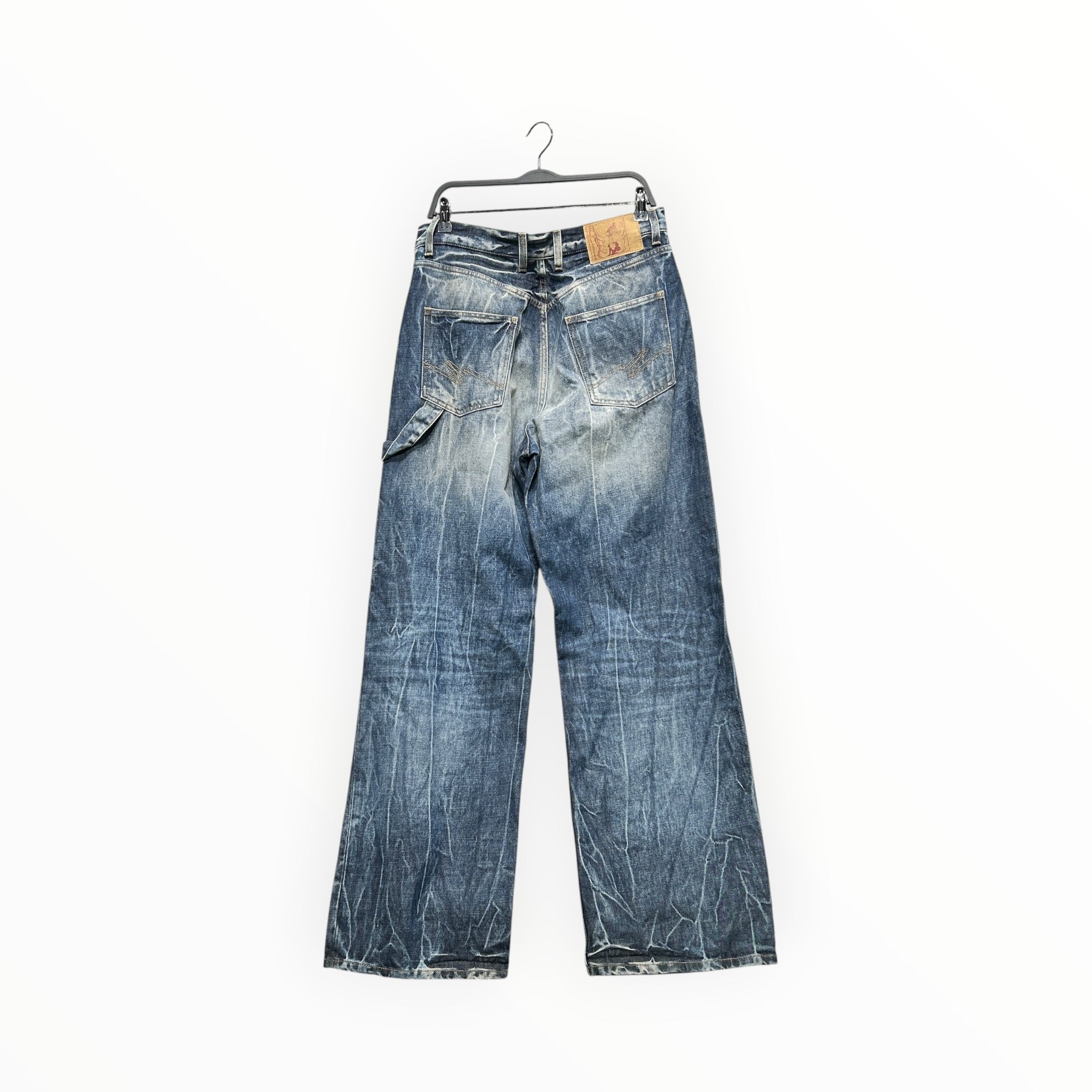 MARTINE ROSE/Pants/M/Denim/BLU/WIDE LIGHT ACID WASH DENIM view 2