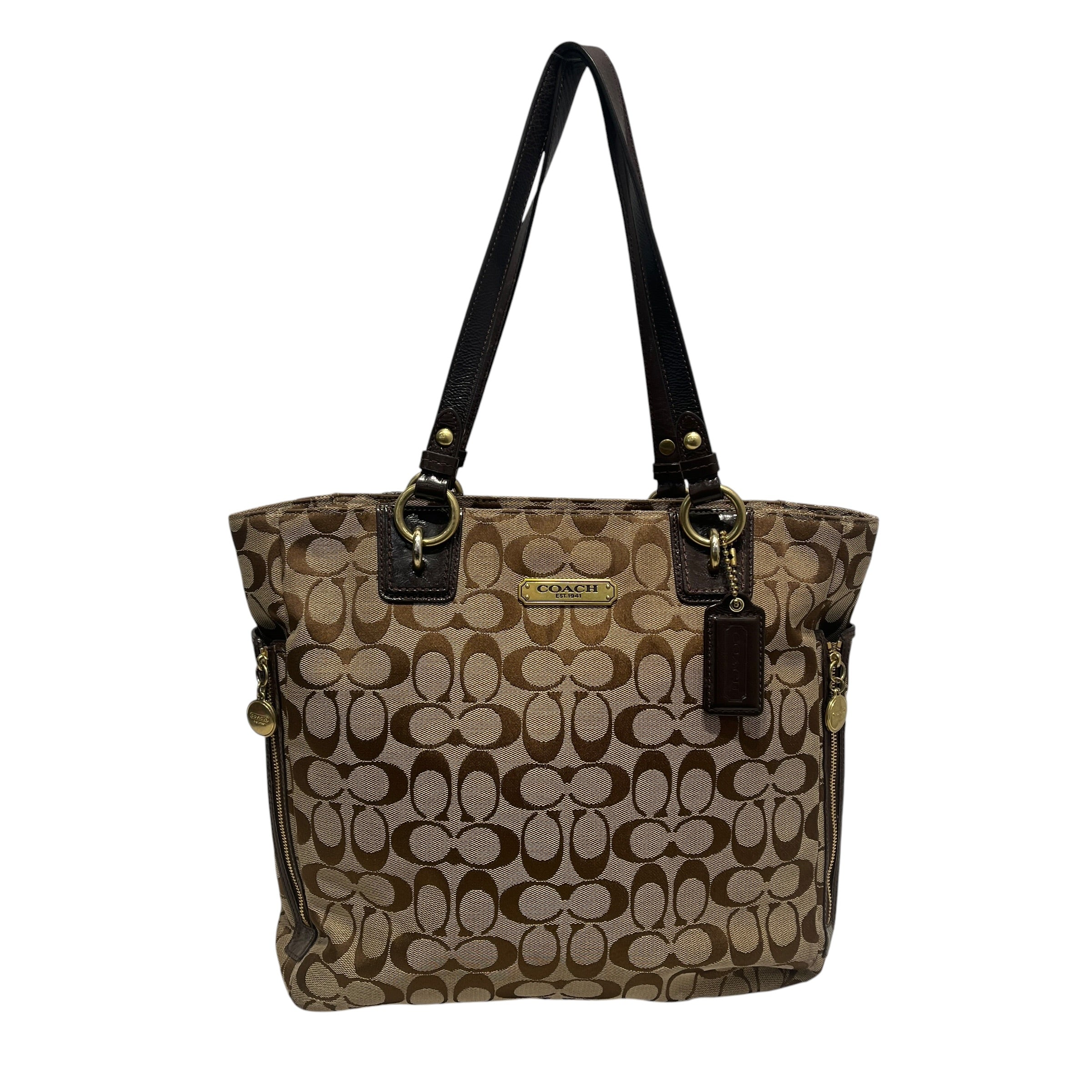 COACH/Hand Bag/All Over Print/Cotton/CML/zipper on the sides view 1