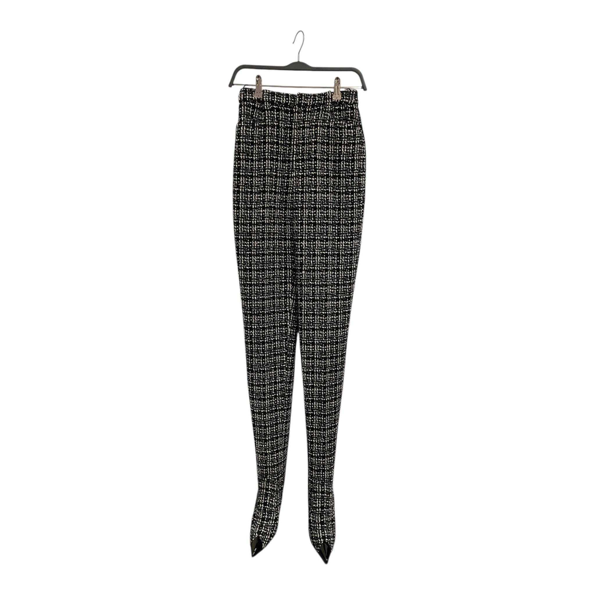 SAINT LAURENT/Bottoms/34/Plaid/Cotton/BLK/HEEL ATTACHED CROSS STICH PANT view 1