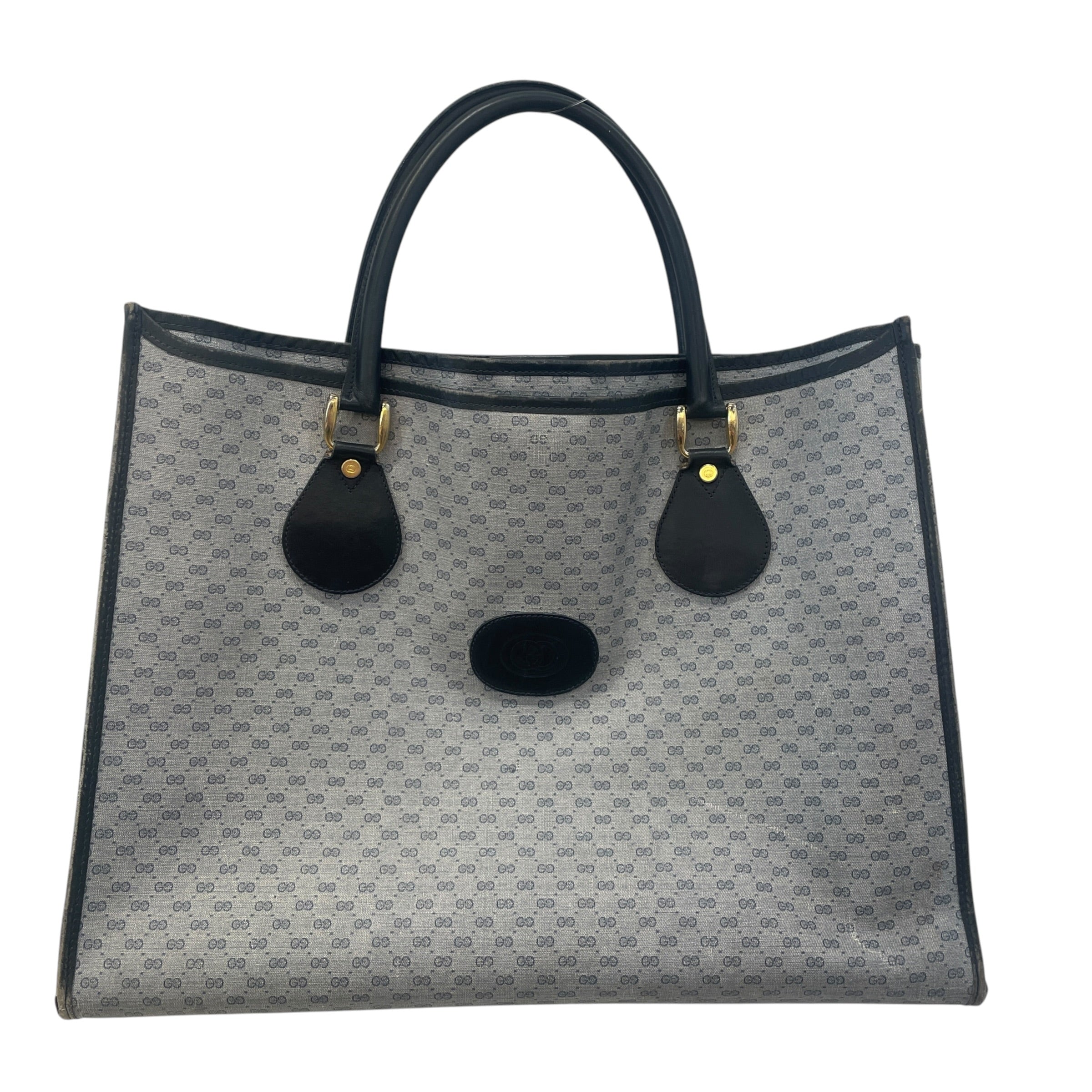 GUCCI/Tote Bag/Monogram/Leather/GRY/vtg interlocking g tote view 1