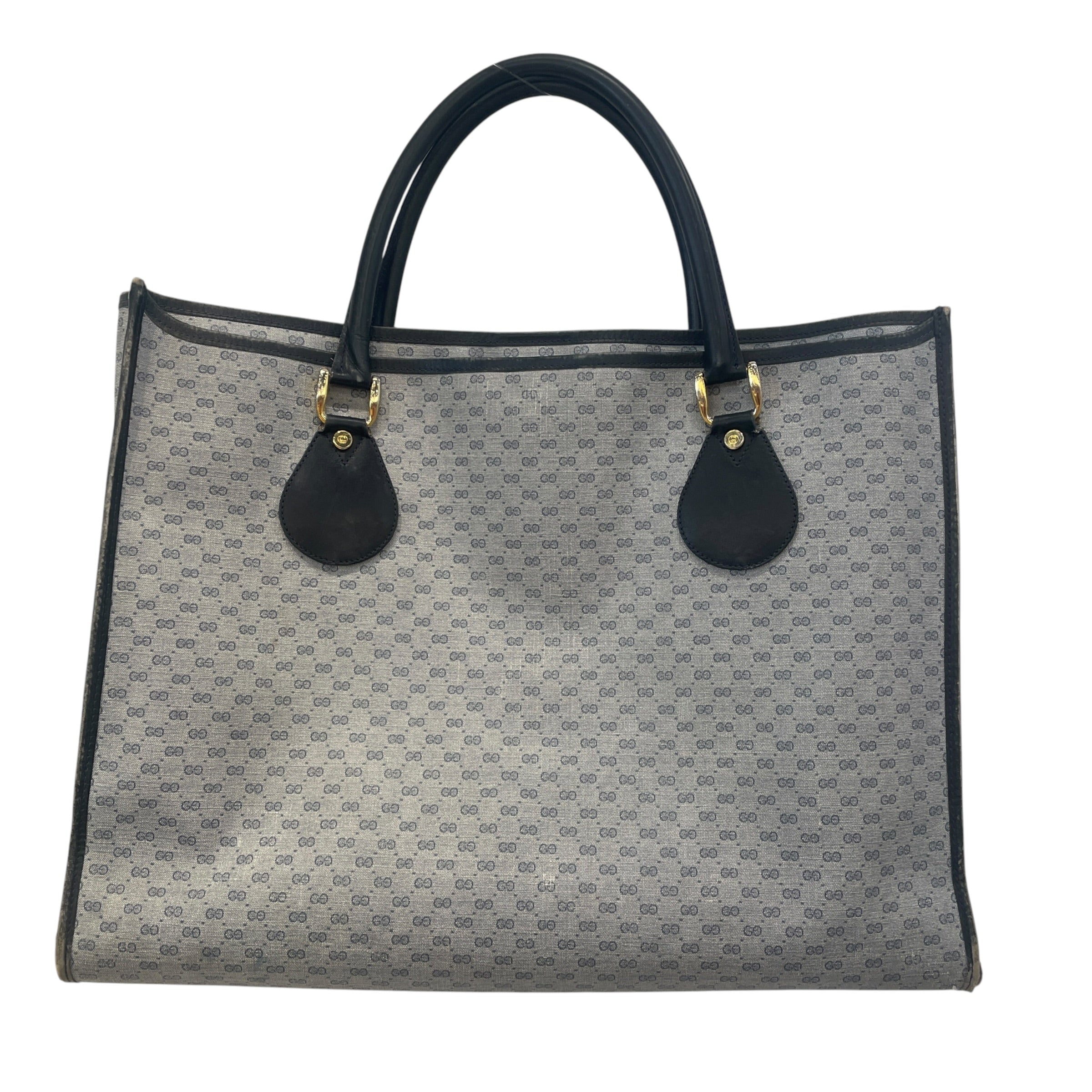 GUCCI/Tote Bag/Monogram/Leather/GRY/vtg interlocking g tote view 2