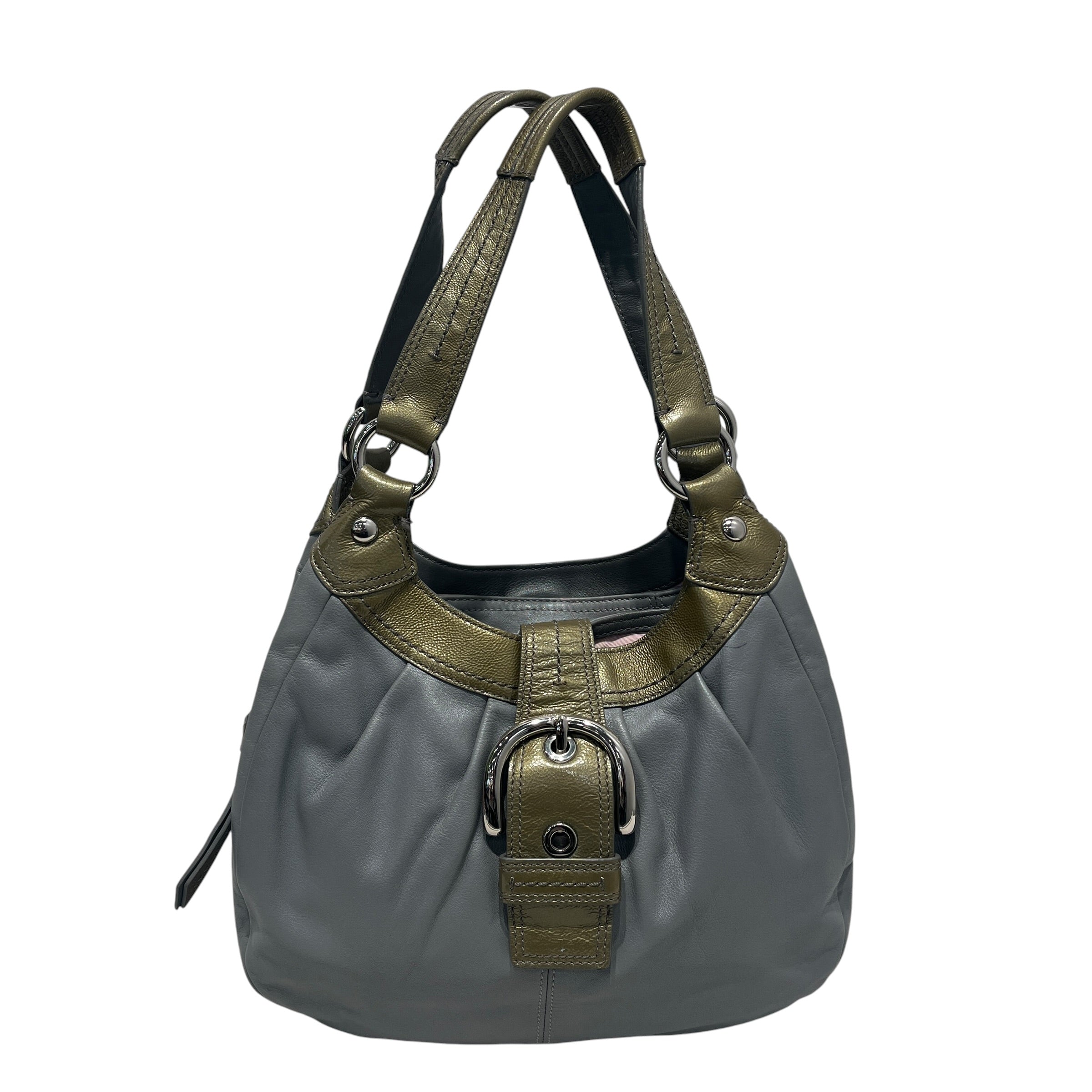 COACH/Hand Bag/Leather/SLV/Hobo/ Green leather view 1