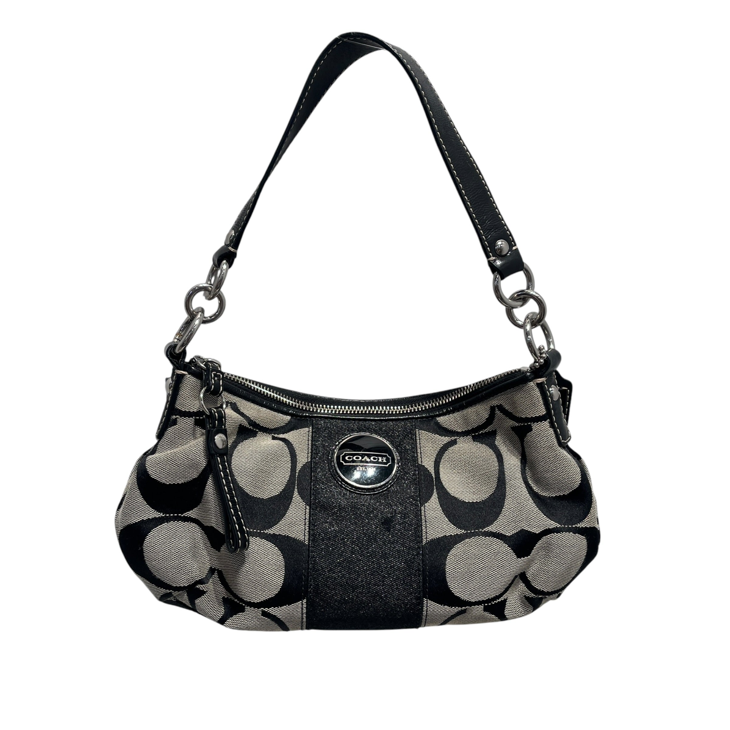COACH/Clutch Bag/Monogram/Cotton/BLK/Coach Signature Stripe Bag view 1
