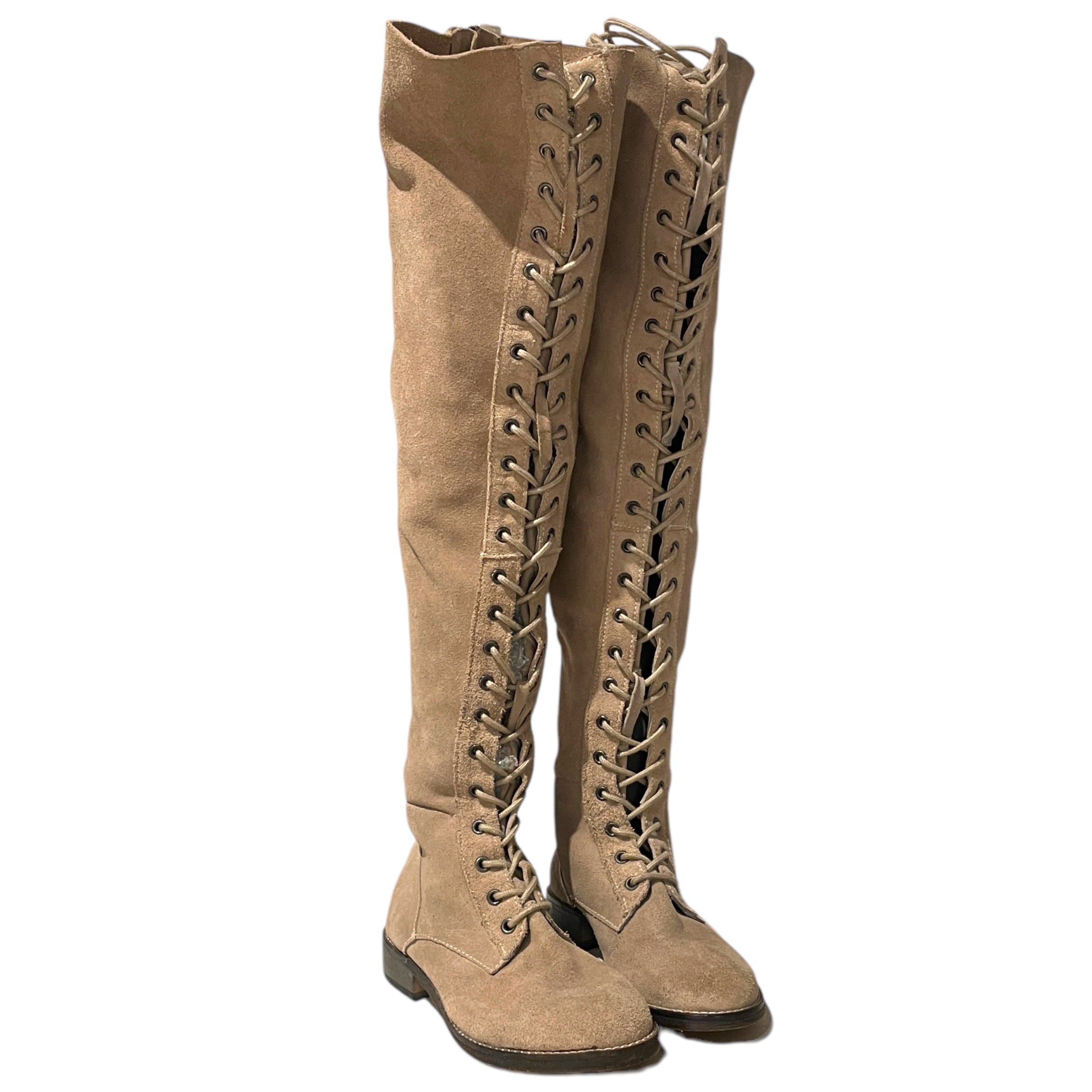 Free People/Lace Up Boots/EU 36/Suede/KHK/ view 1