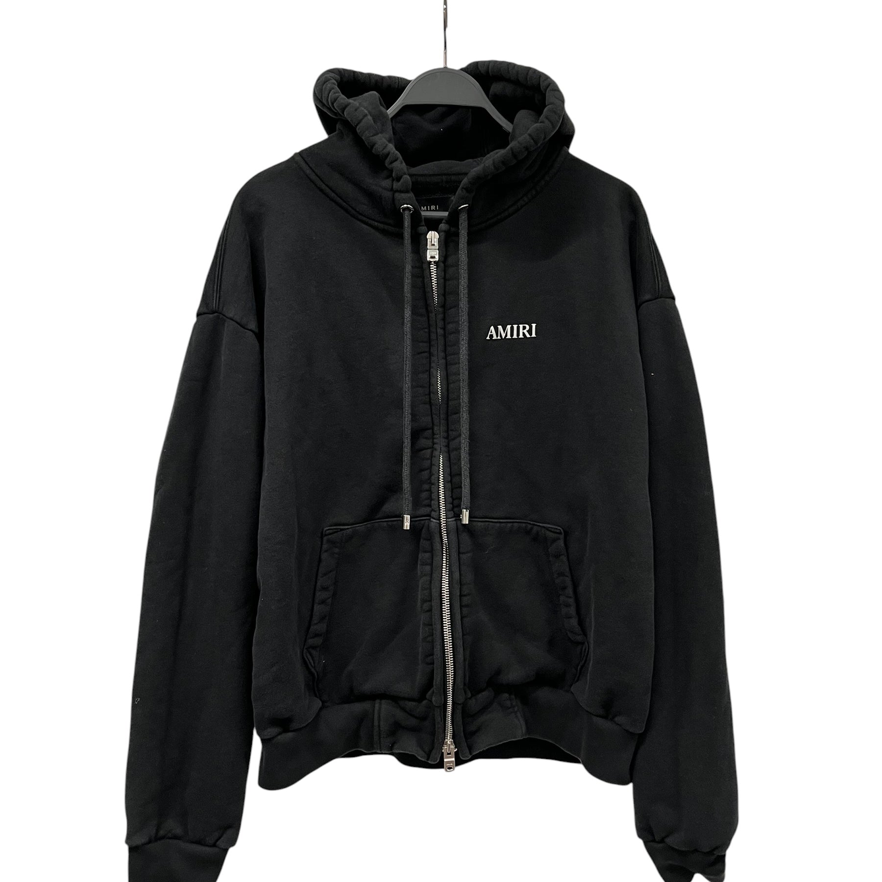 AMIRI/Zip Up Hoodie/L/Cotton/BLK/RIGHT BREAST LOGO