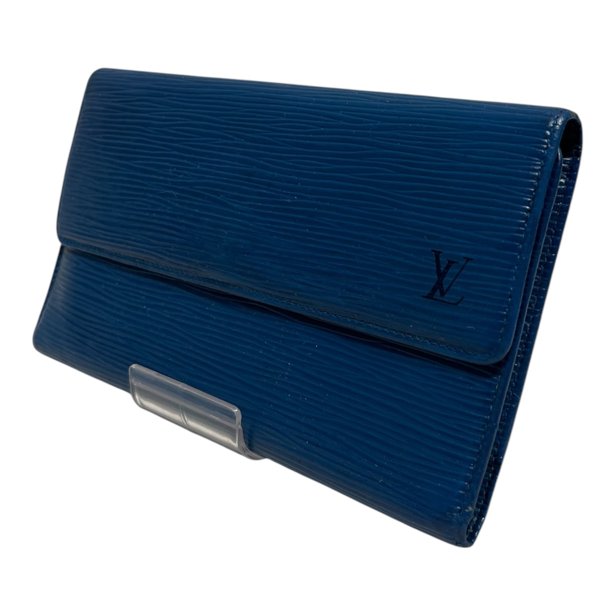 LOUIS VUITTON/Trifold Wallet/Leather/BLU/Epi Trifold orange text view 1