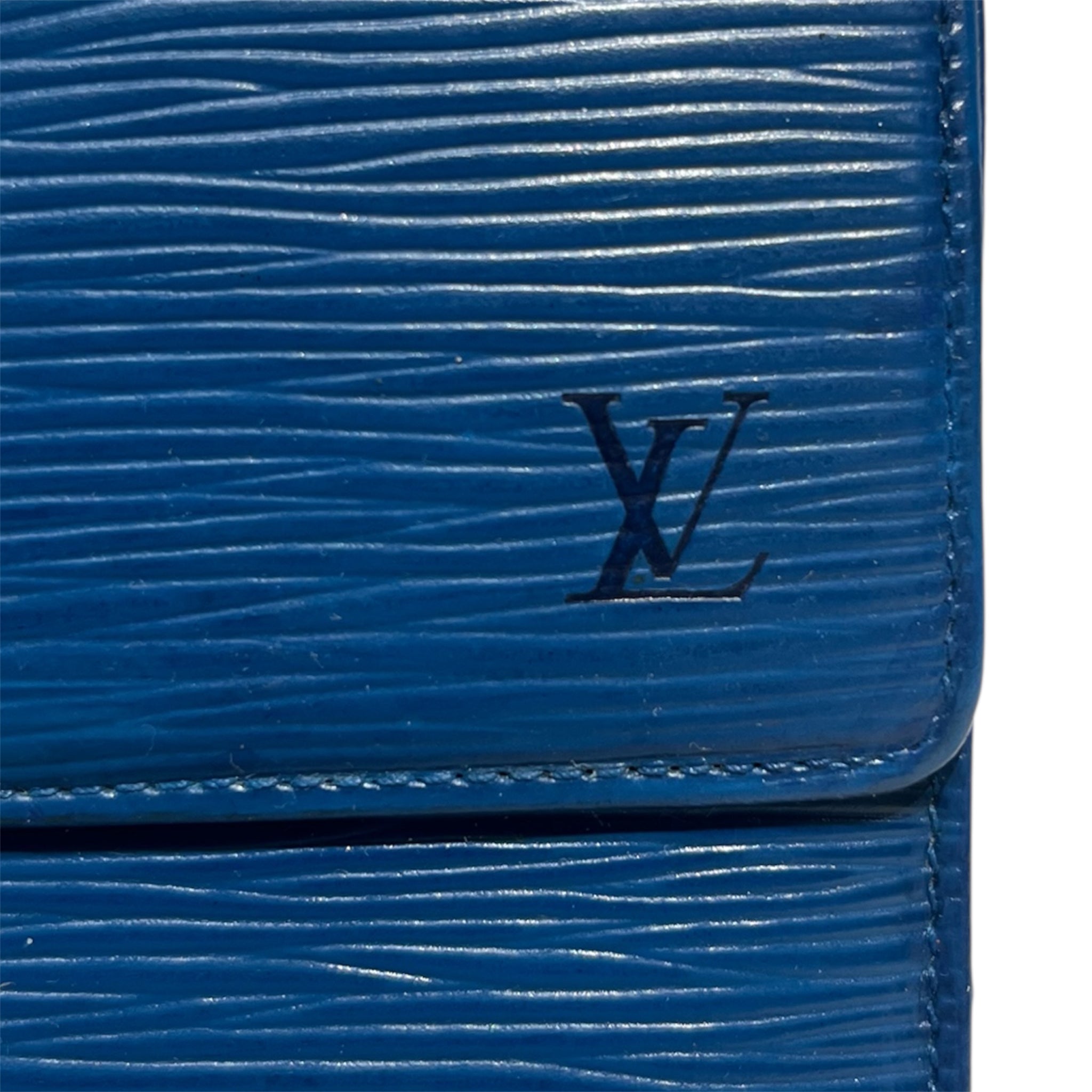LOUIS VUITTON/Trifold Wallet/Leather/BLU/Epi Trifold orange text view 2