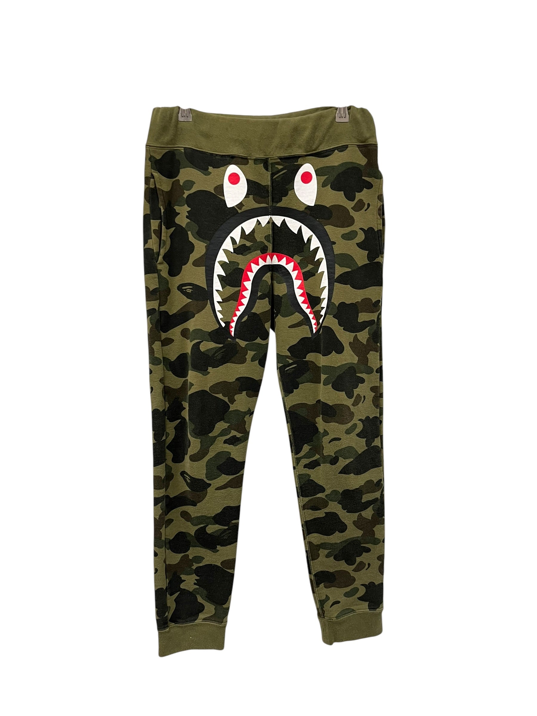 A BATHING APE/Straight Pants/S/Cotton/GRN/Camouflage/SHARK JOGGERS view 1