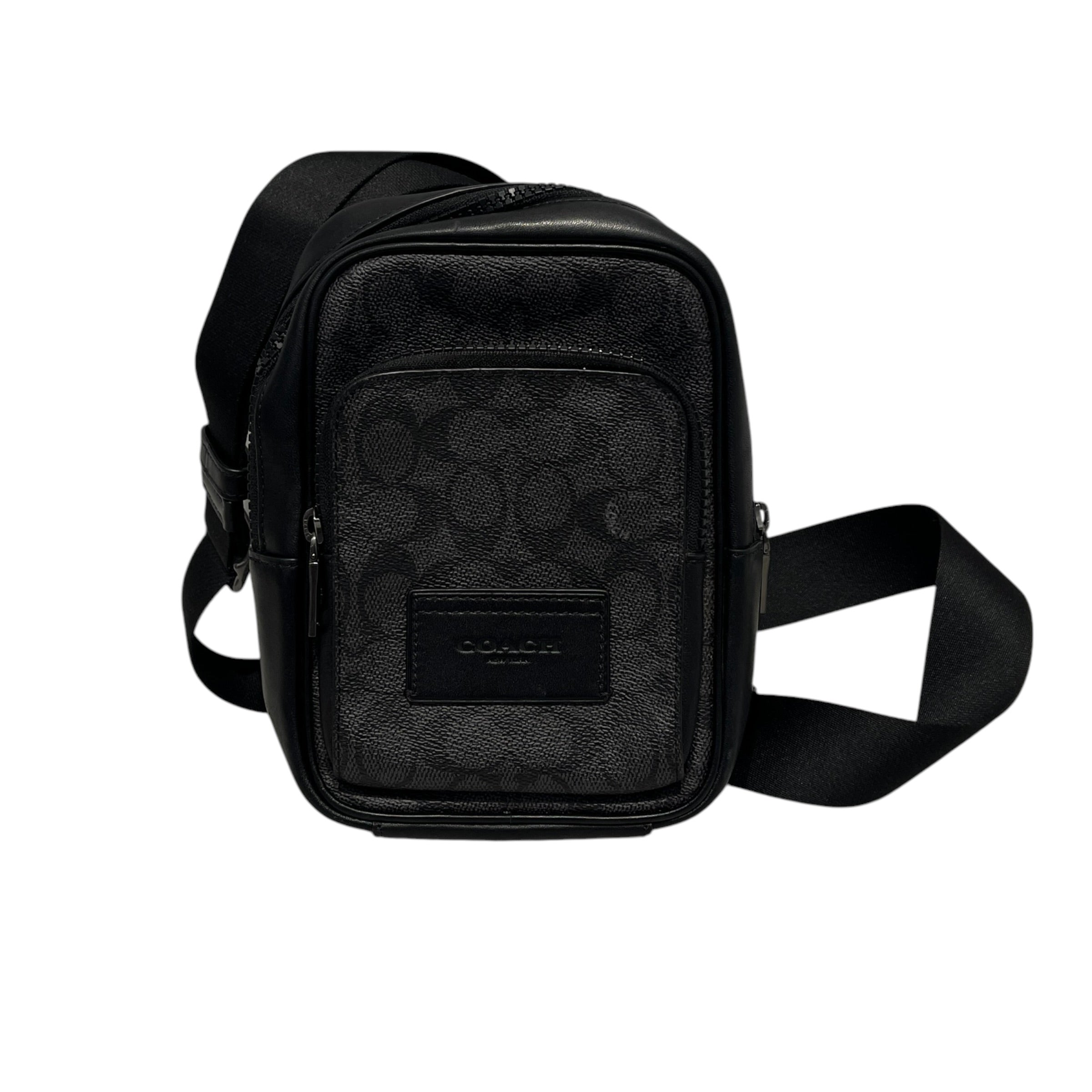 COACH/Cross Body Bag/All Over Print/Leather/BLK/racer sling view 1