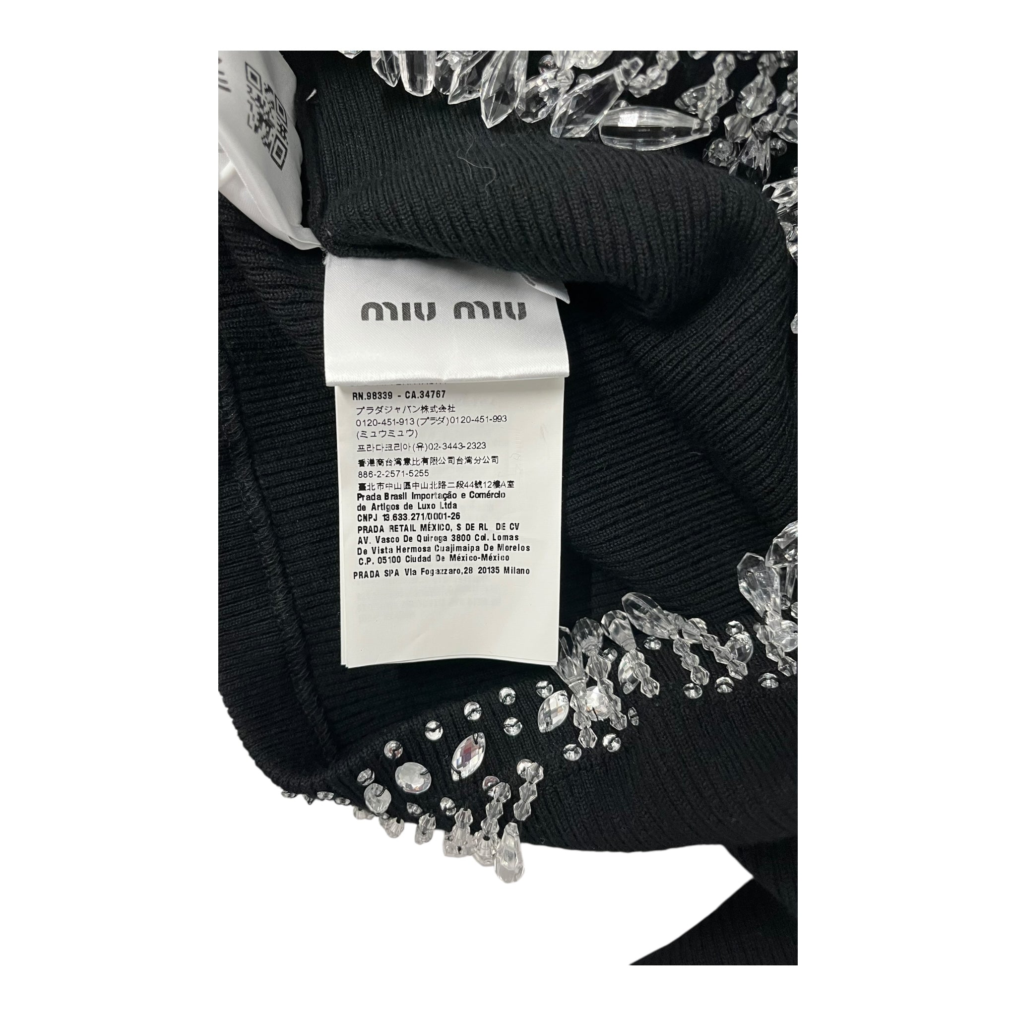 MIU MIU/Sweater/S/Cotton/BLK/CRYSTAL TRIM EMBELLISHMENT view 3