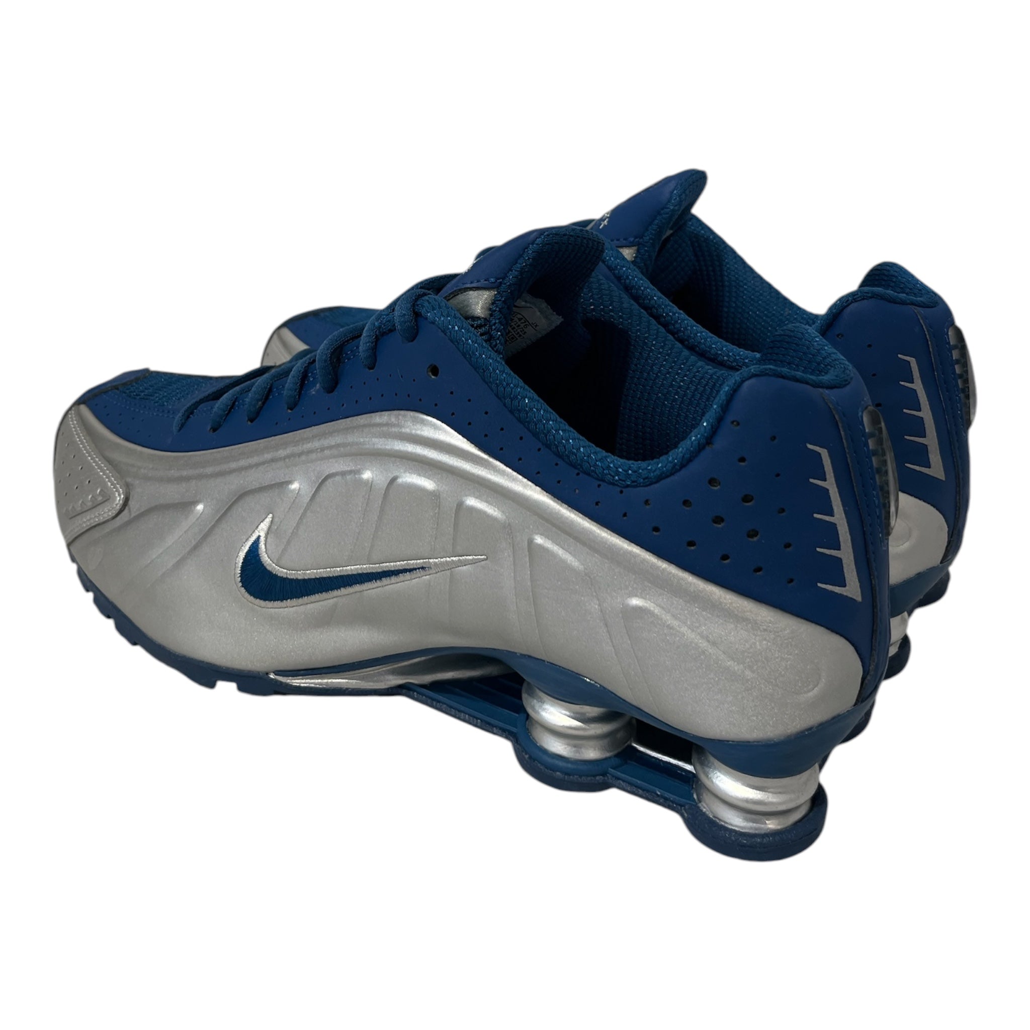 NIKE/Low-Sneakers/US 10/Faux Leather/BLU/U-Tip/IQ9391476 shox r4 slvr/blu view 2
