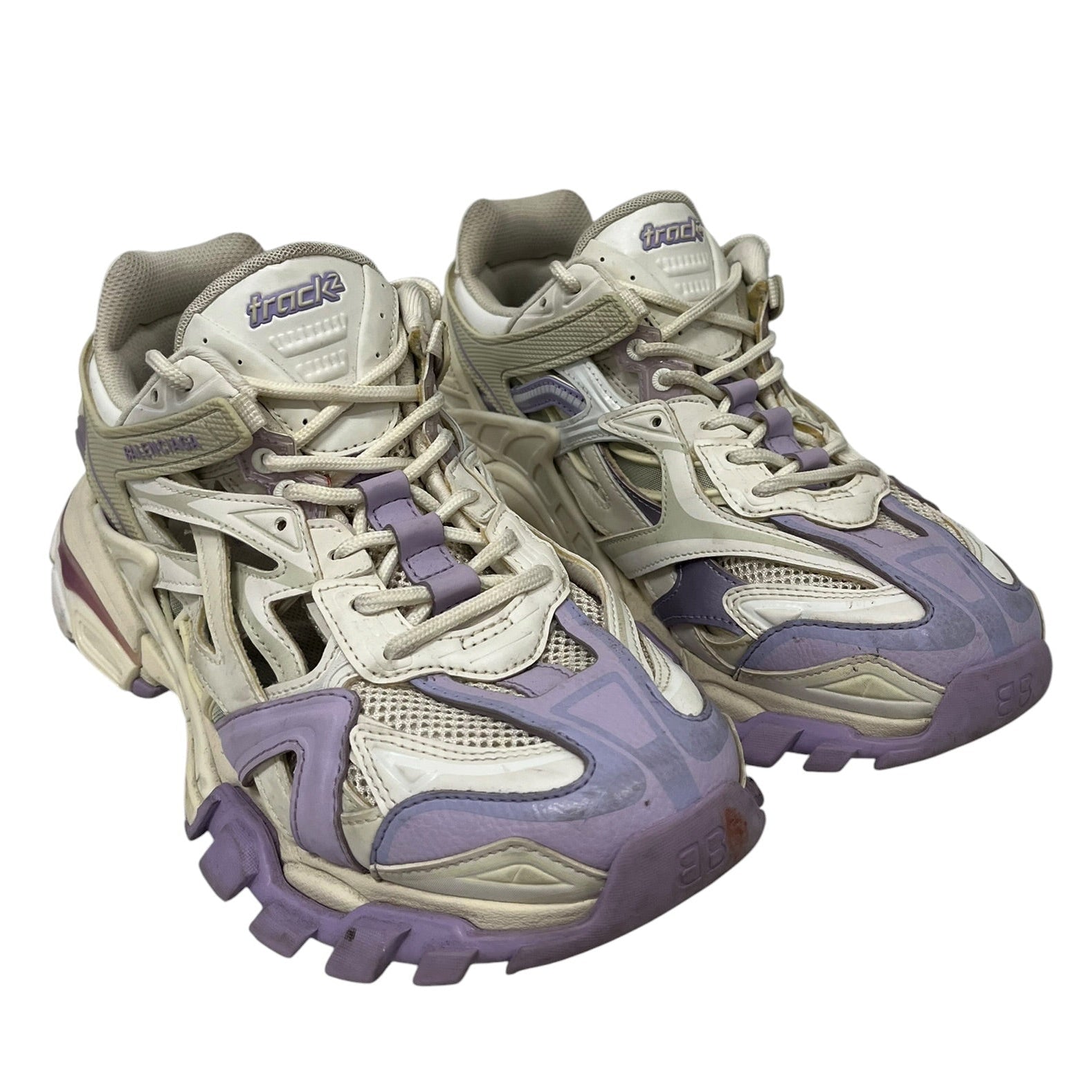 BALENCIAGA/Low-Sneakers/US 10/Polyester/WHT/TRACK, LIGHT PURPLE ACCENT view 1