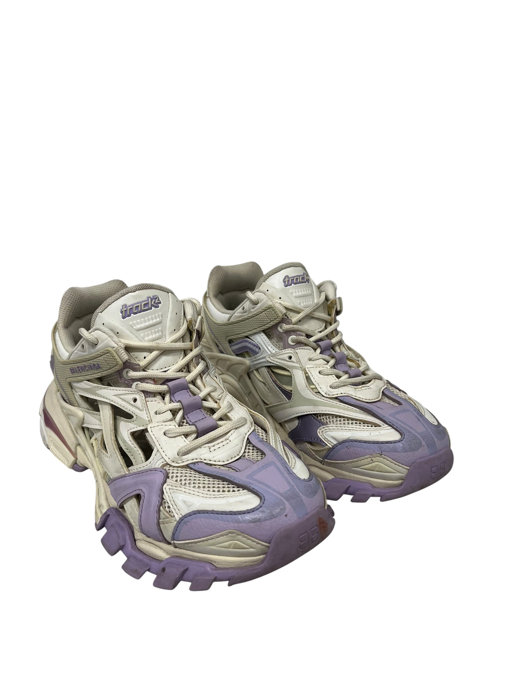 BALENCIAGA/Low-Sneakers/US 10/Polyester/WHT/TRACK, LIGHT PURPLE ACCENT view 1