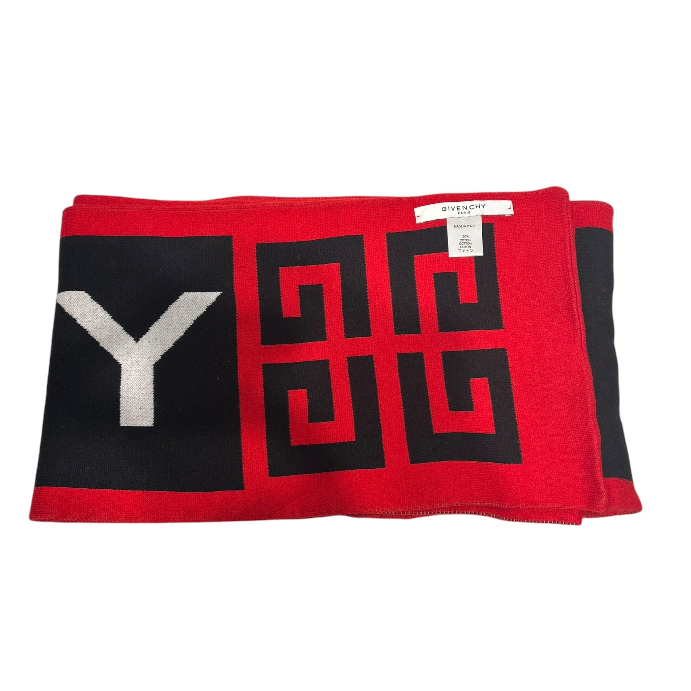 GIVENCHY/Scarf/Graphic/Cotton/BLK/M's/THICK SCARF RED/WHT ACCENT view 2