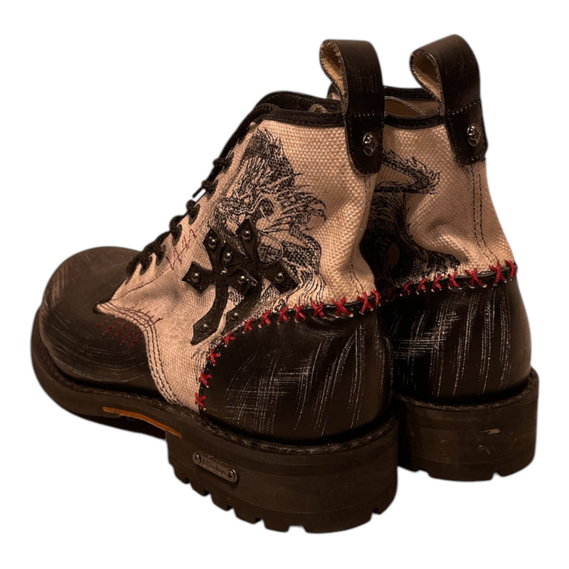 AFFLICTION /Biker Boots/US 12/Graphic/Cotton/MLT/Combat biker 