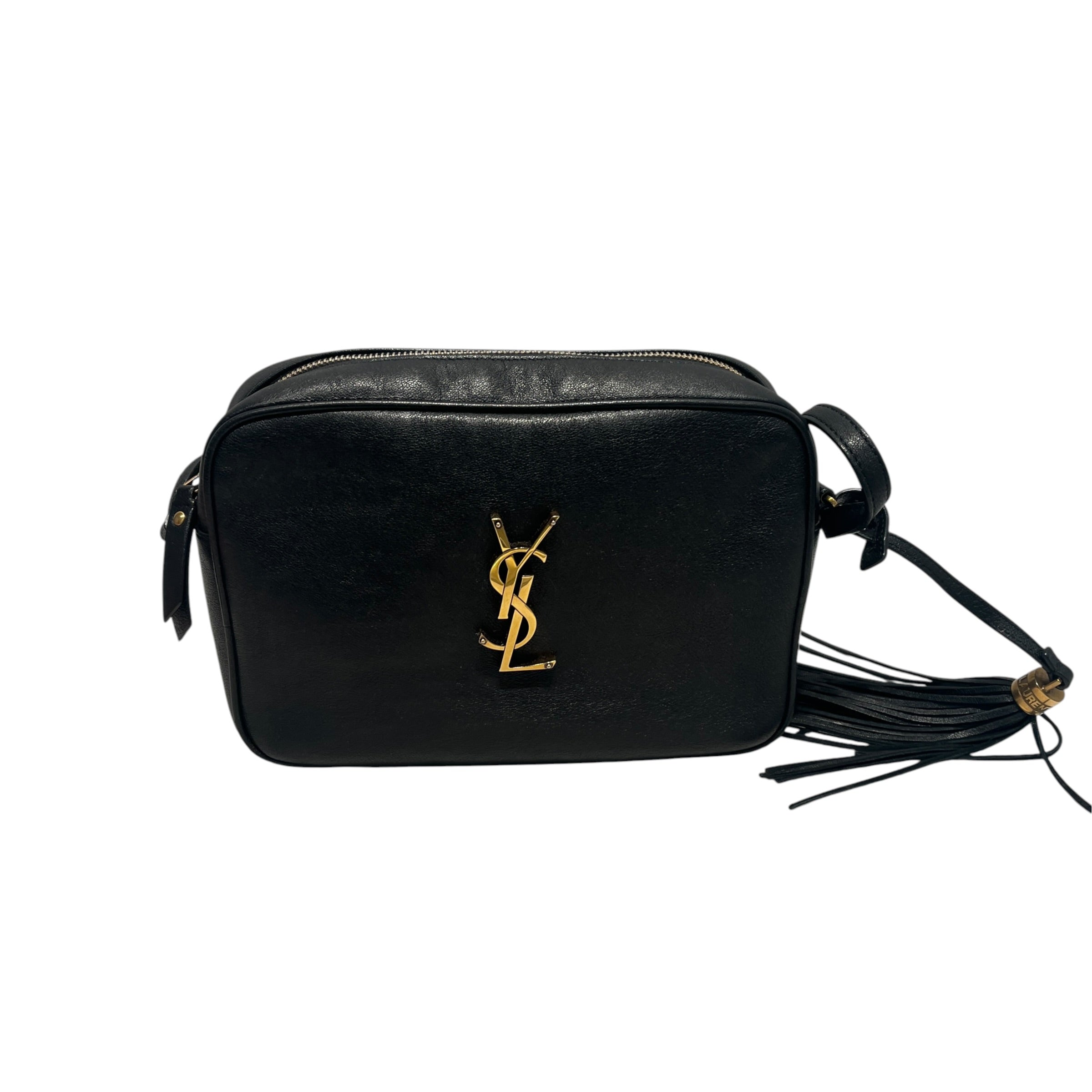 SAINT LAURENT/Cross Body Bag/Leather/BLK/camera bag w/ tassel view 1