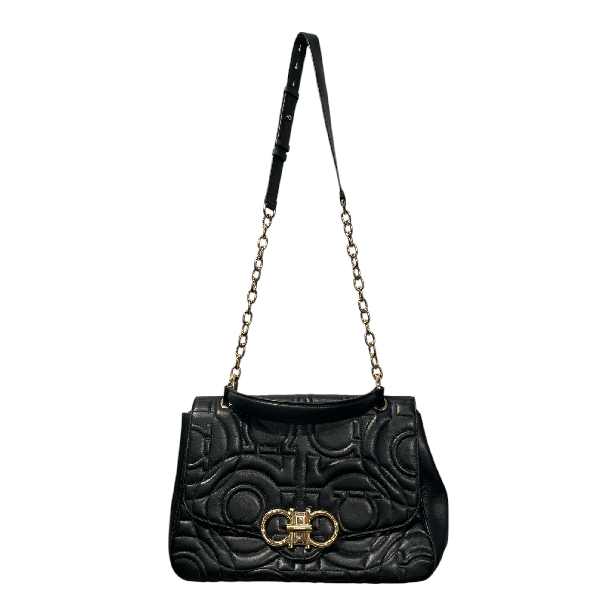 Salvatore Ferragamo/Hand Bag/Leather/BLK/GANCINI QUILTED view 1