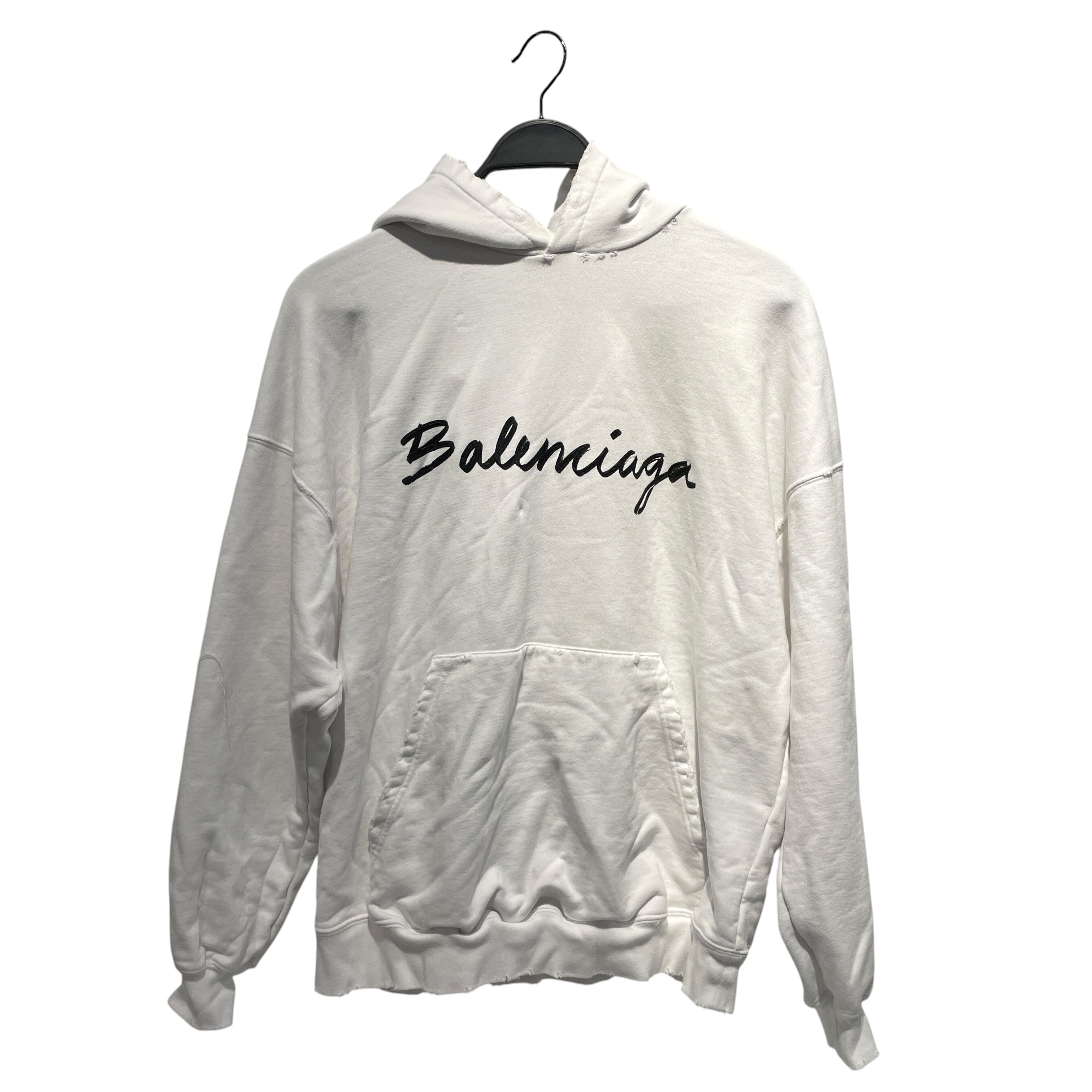 BALENCIAGA/Hoodie/2/Cotton/WHT/SCRIPT LOGO view 1