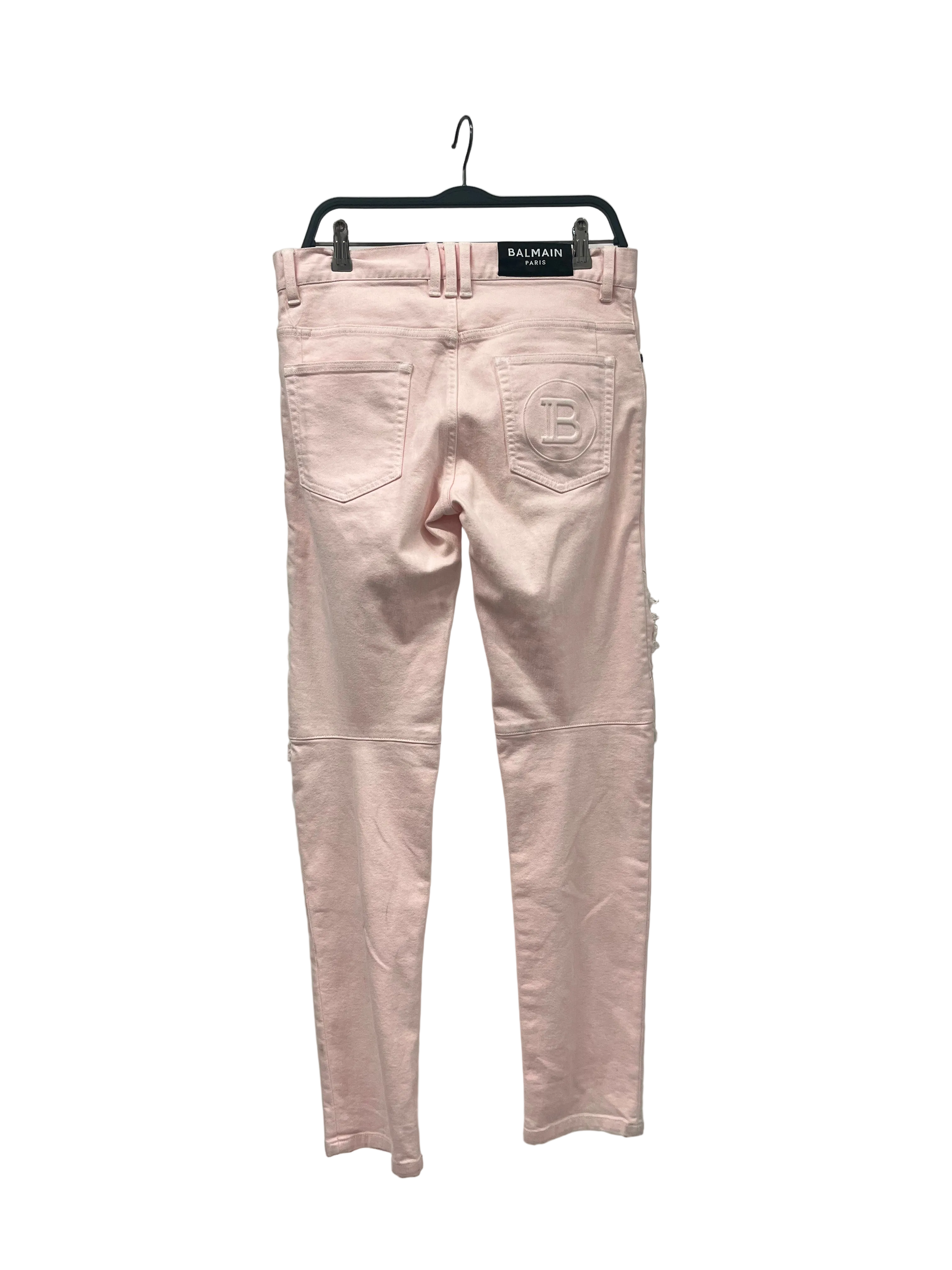 BALMAIN/Skinny Pants/30/Denim/PNK/PINK BIKER JEANS view 2