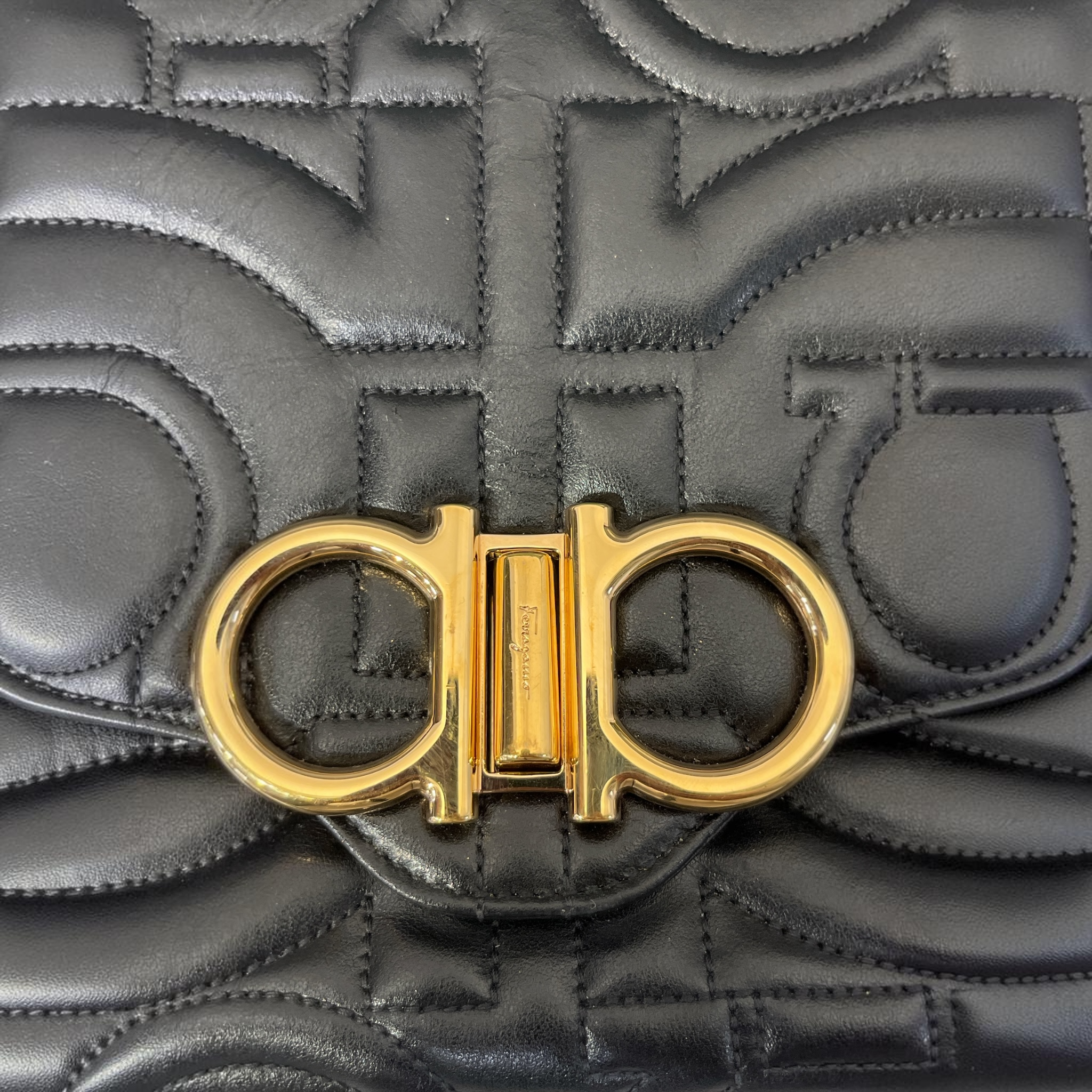 Salvatore Ferragamo/Hand Bag/Leather/BLK/GANCINI QUILTED view 5
