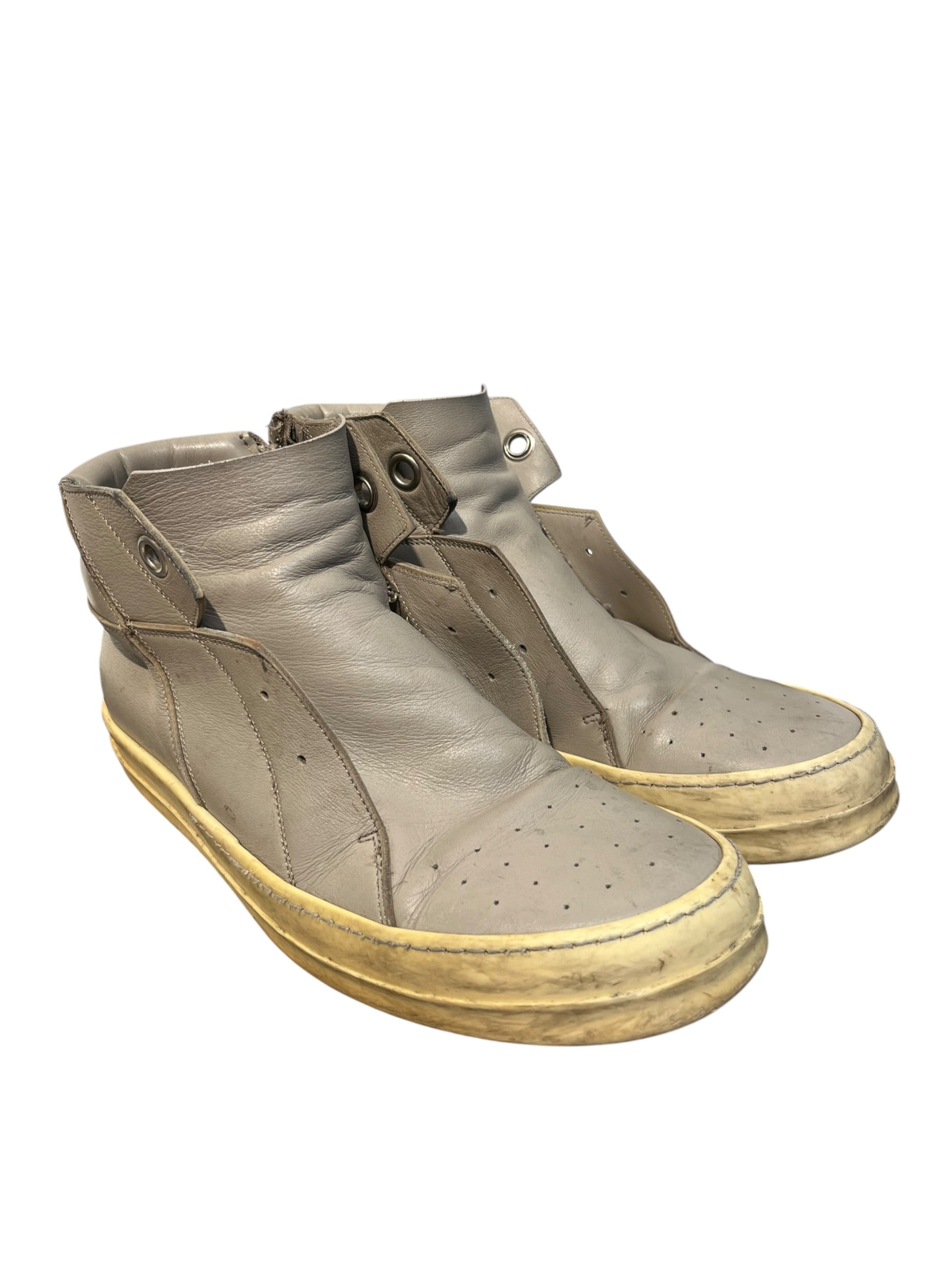 Rick Owens/Hi-Sneakers/EU 42/Leather/BEG/island dunks, mtl zipper view 1