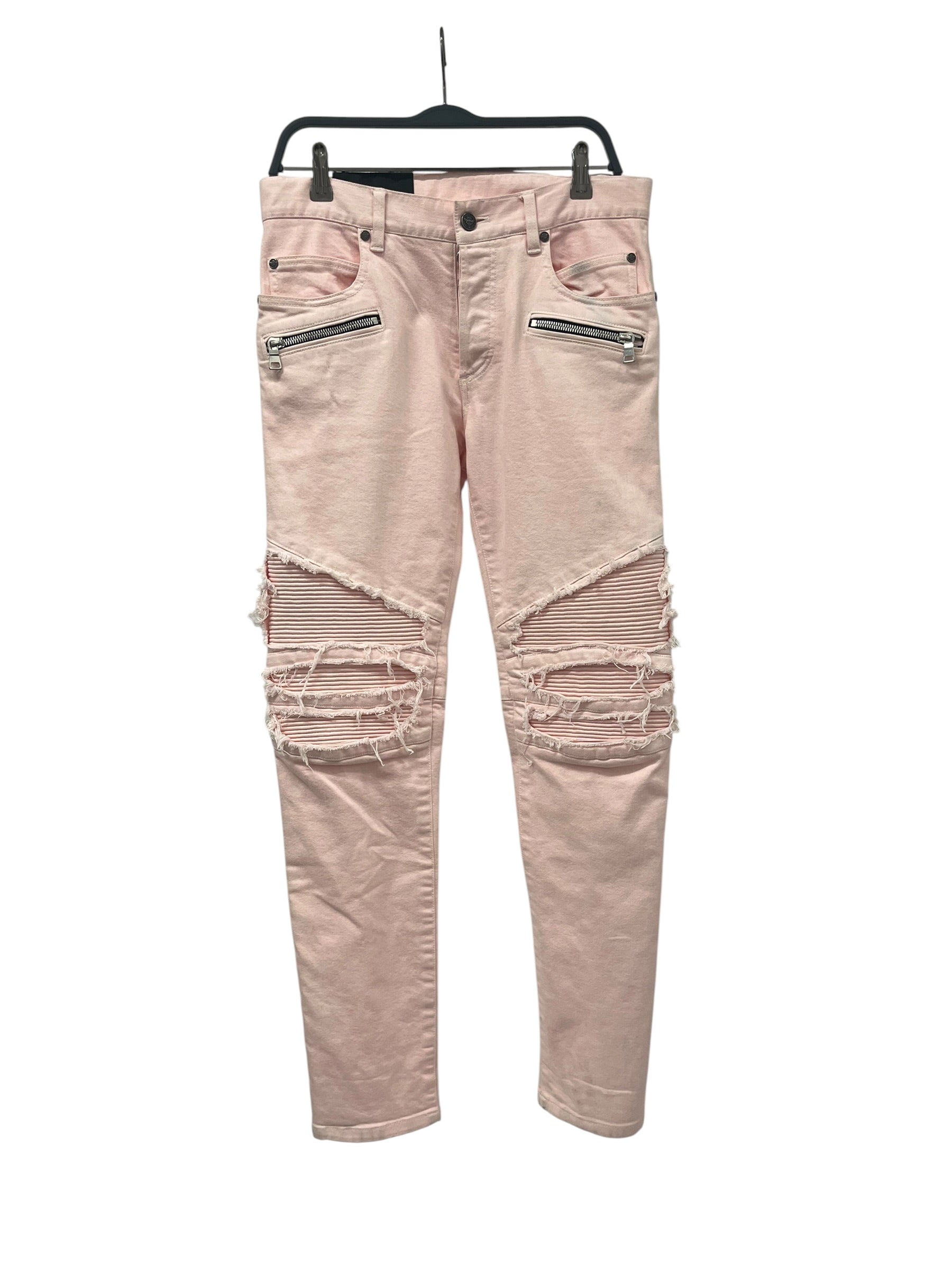 BALMAIN/Skinny Pants/30/Denim/PNK/PINK BIKER JEANS view 1