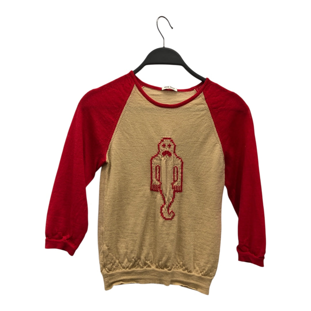 MIU MIU/Sweater/40/Cotton/BEG/Red Sleeves view 1