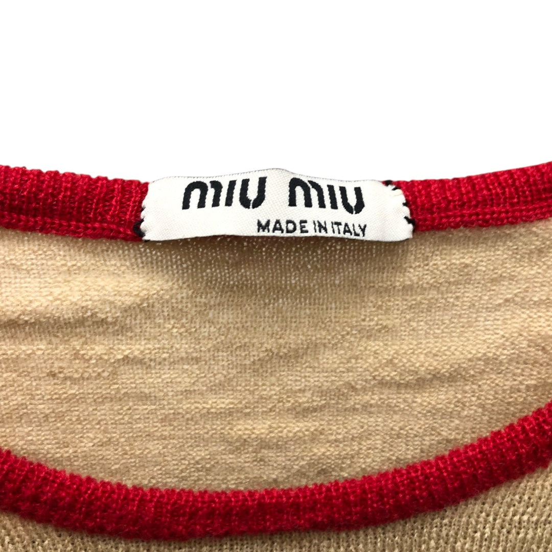 MIU MIU/Sweater/40/Cotton/BEG/Red Sleeves view 3