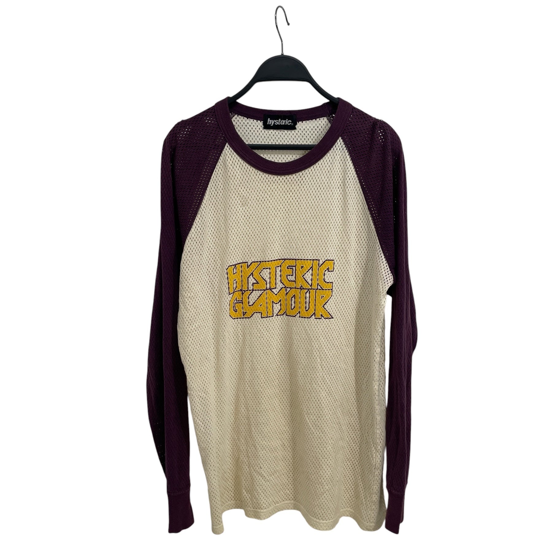 HYSTERIC/LS Shirt/FREE/Polyester/CRM/MESH BASEBALL TE view 1