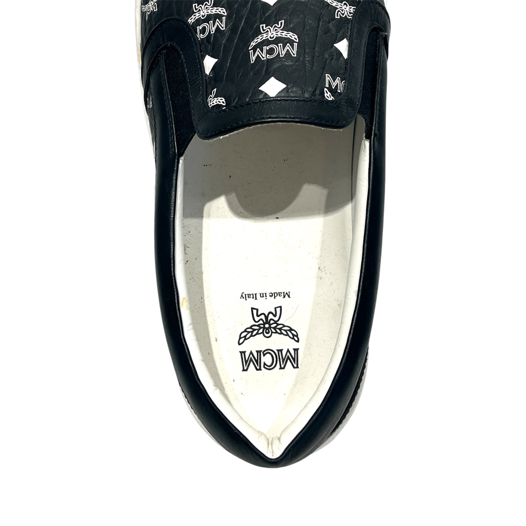 MCM/Loafers/US 9.5/Monogram/Leather/BLK/sllip on view 3