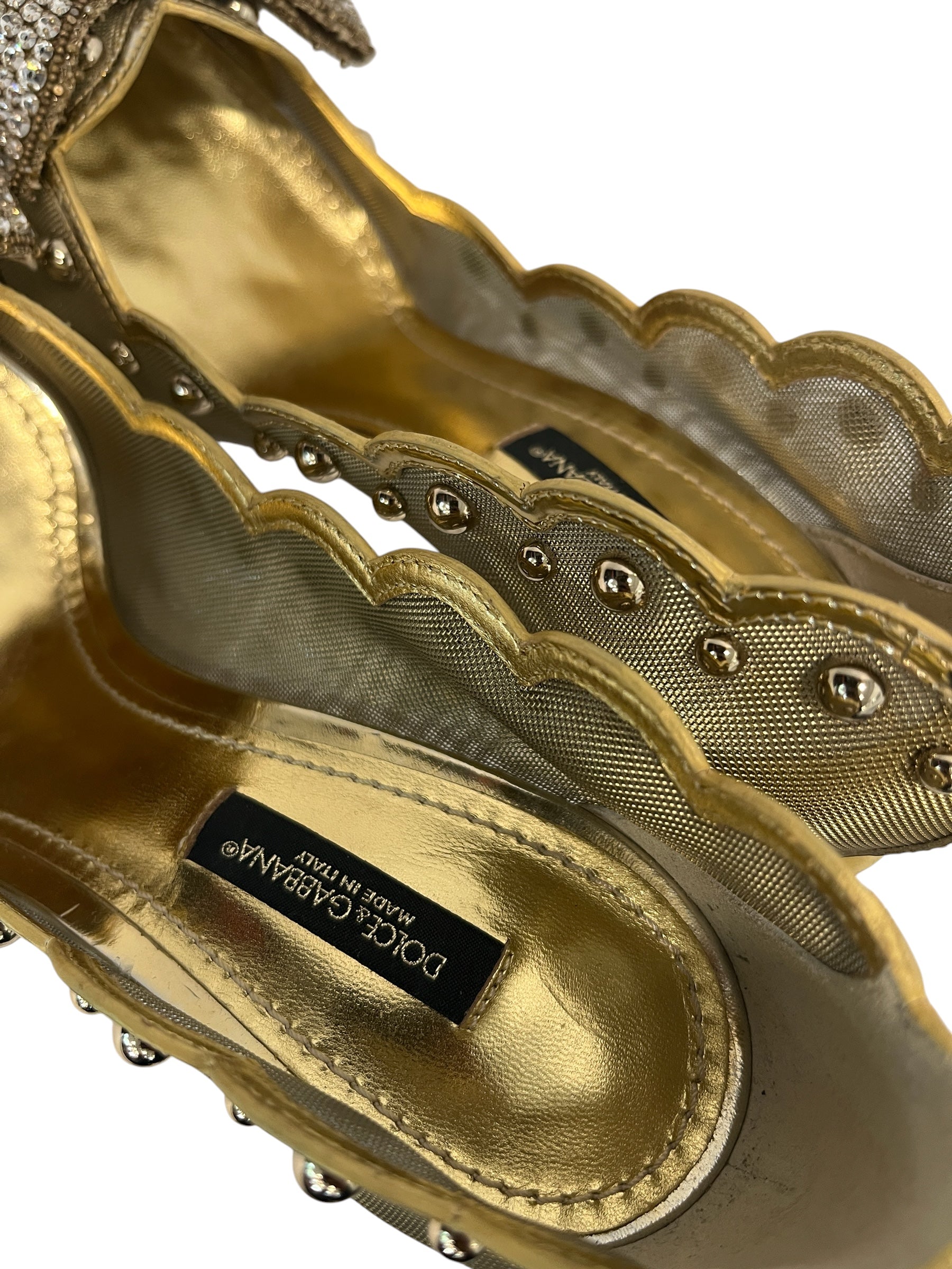 DOLCE&GABBANA/Heels/EU 37/GLD/RHINESTONEBOWS view 3