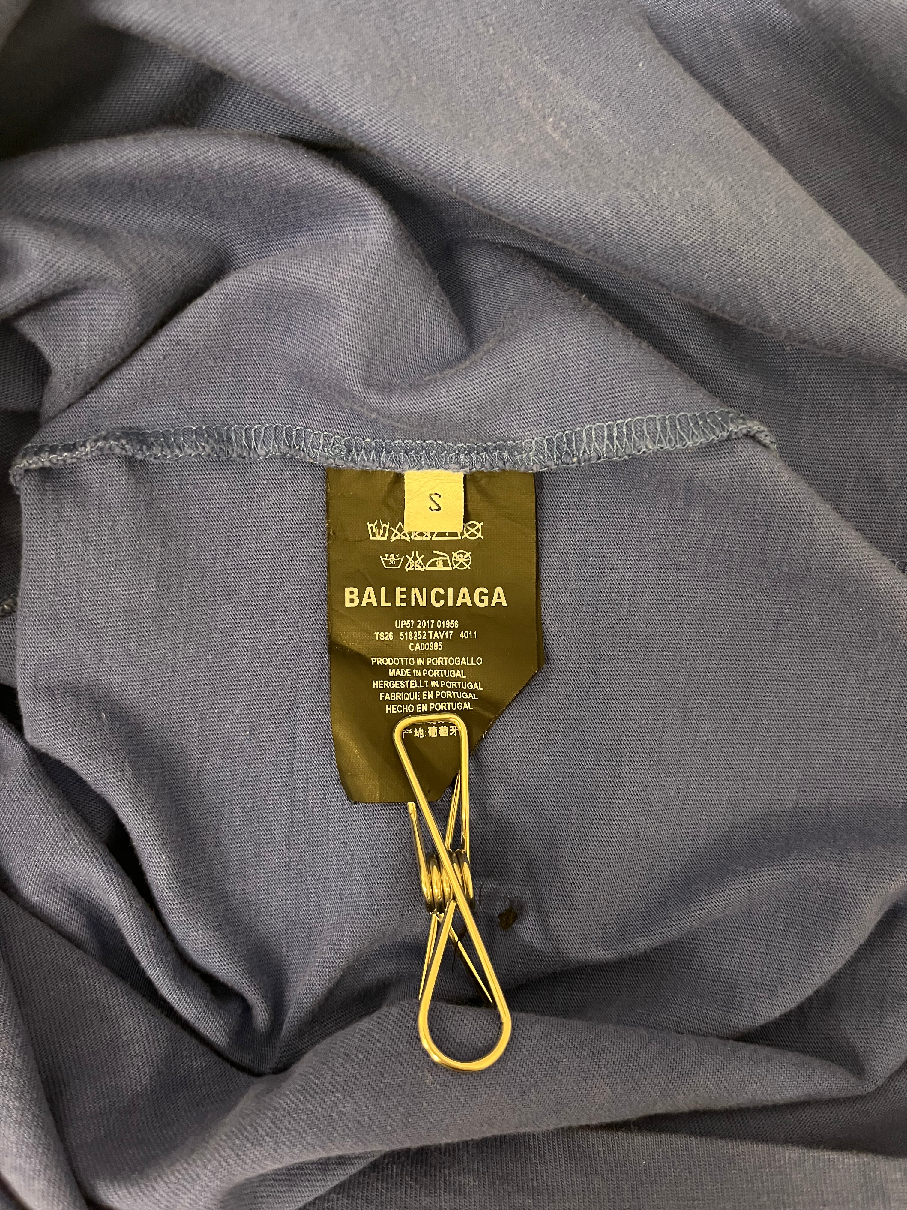 BALENCIAGA/T-Shirt/S/Cotton/BLU/PLAIN view 4