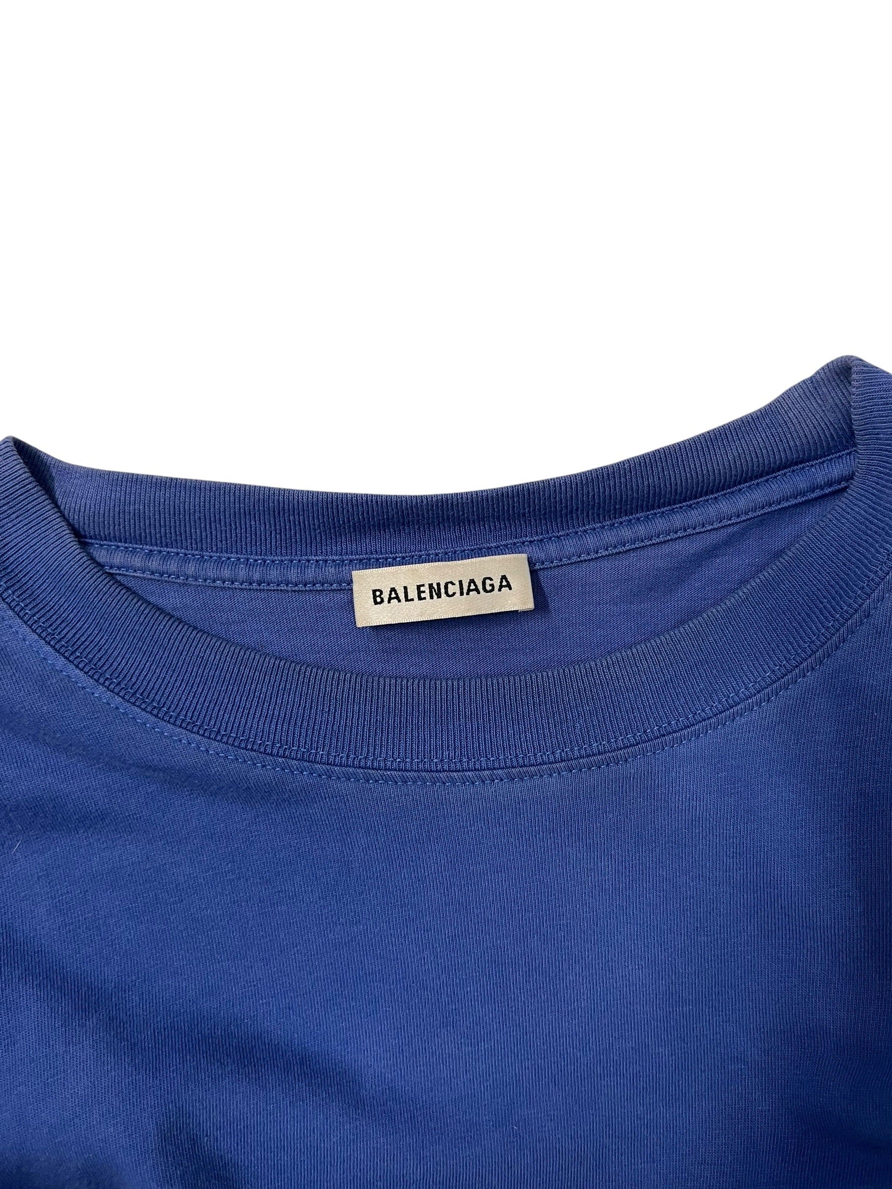 BALENCIAGA/T-Shirt/S/Cotton/BLU/PLAIN view 3