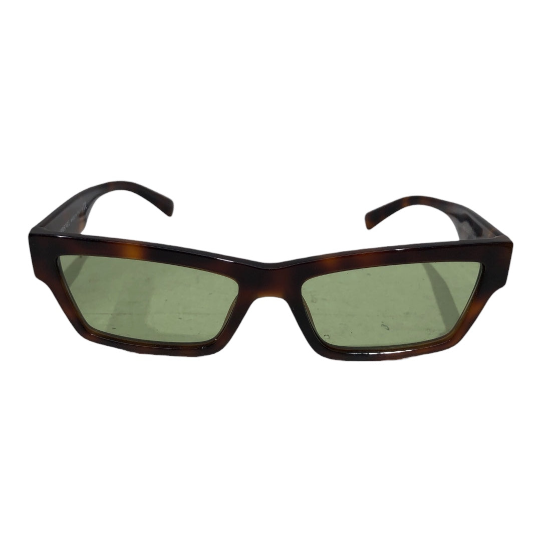 VERSACE/Sunglasses/Tortoiseshell Pattern/BRW/green lens cat eye view 1