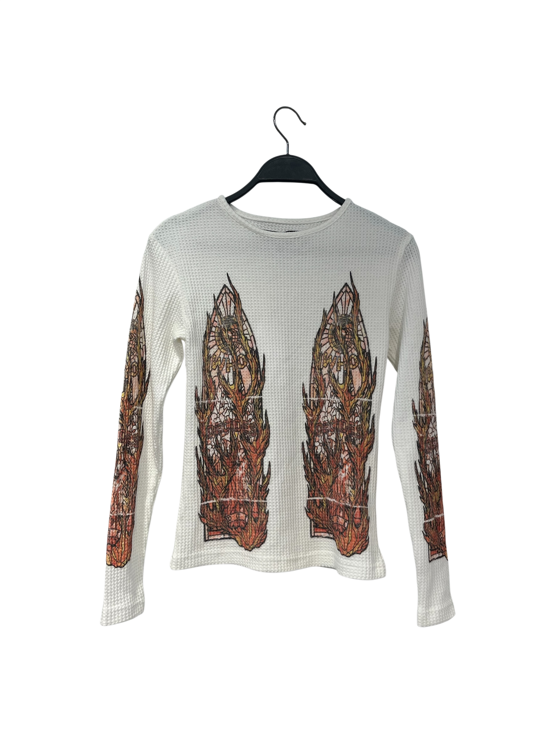 WHO DECIDES WAR/LS T-Shirt/S/Cotton/WHT/faded glass thermal view 1