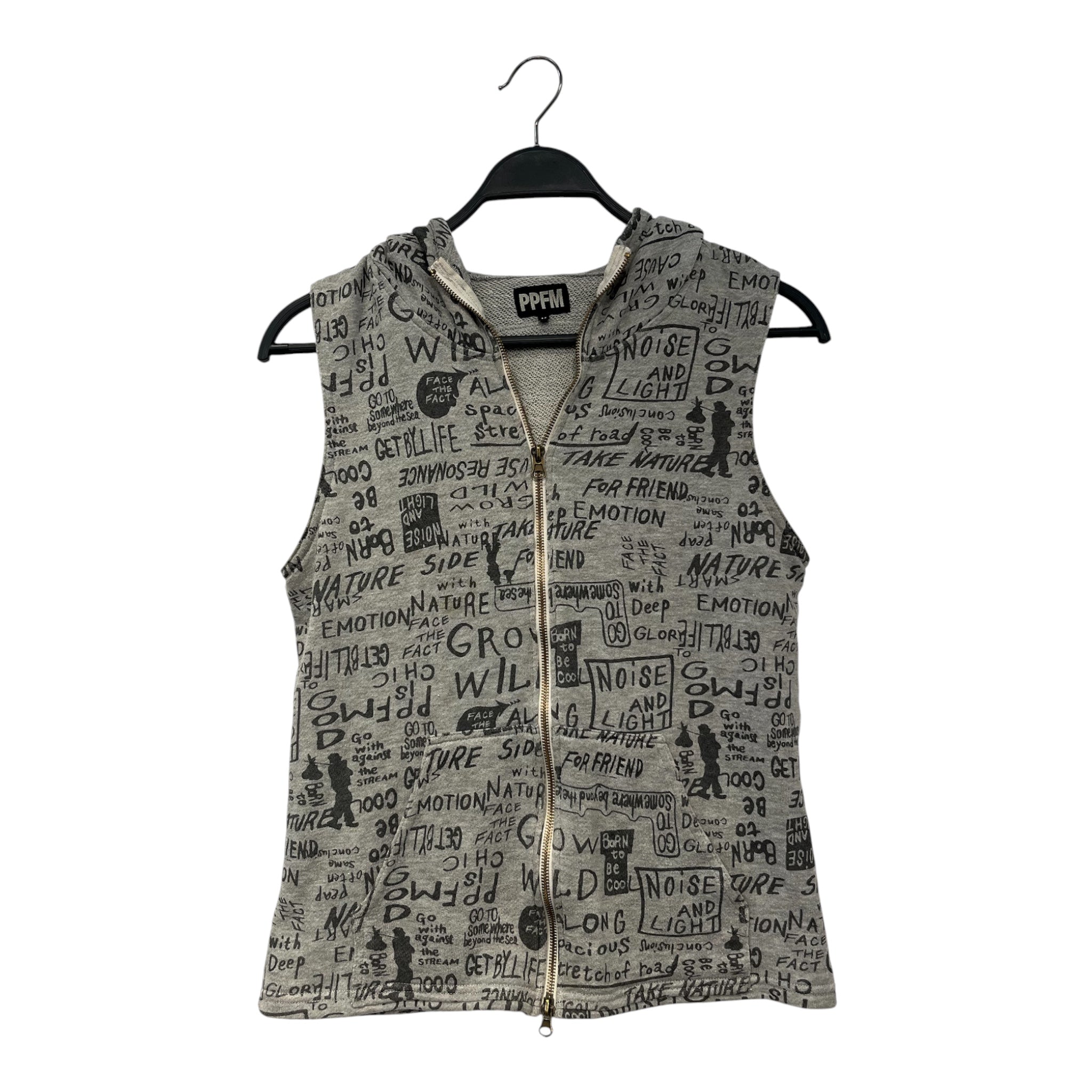 PPFM/Zip Up Hoodie/M/All Over Print/Cotton/GRY/SL TEXT ALL OVER HOODIE view 1