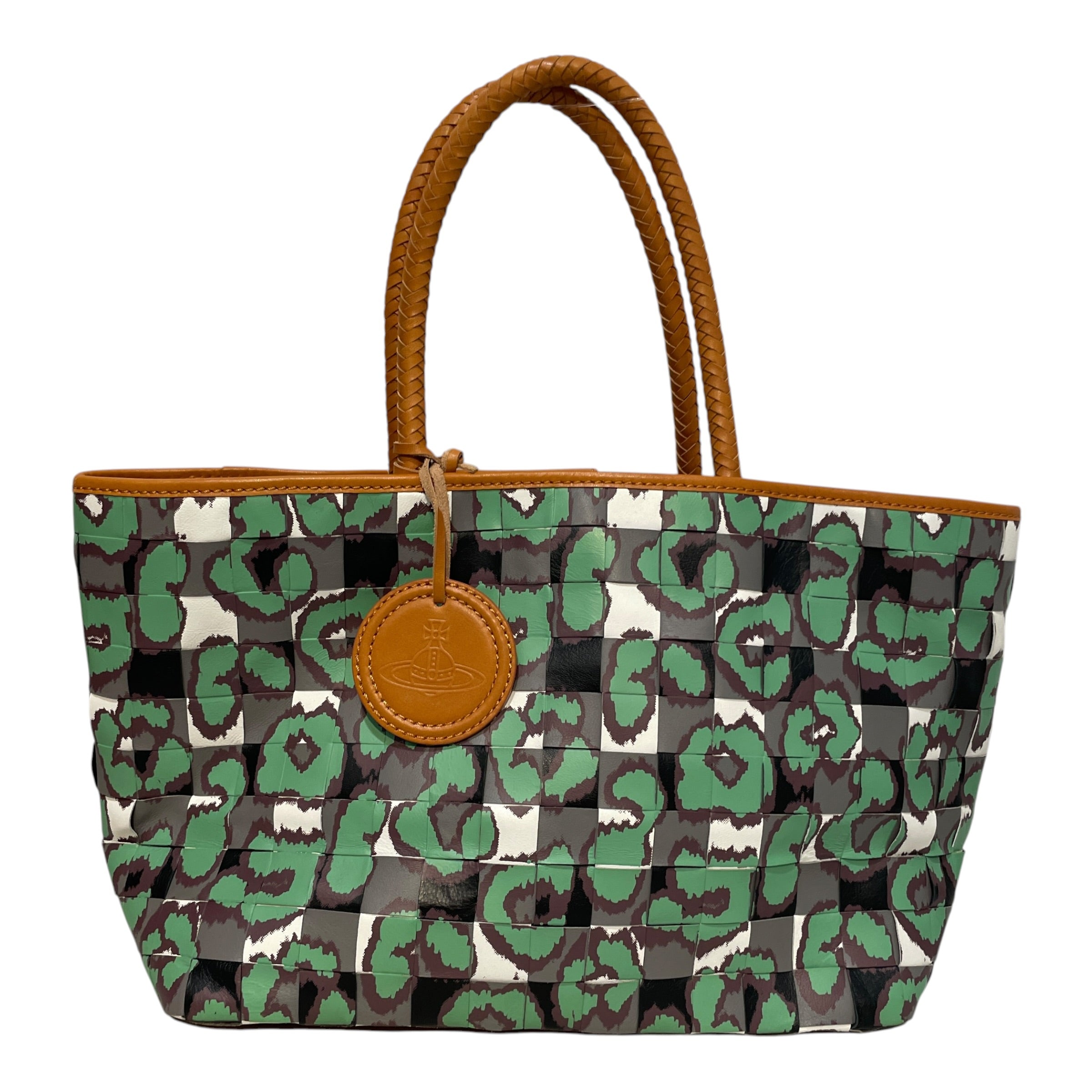 Vivienne Westwood/Tote Bag/Animal Pattern/Leather/GRN/Leopard Woven Bag view 1