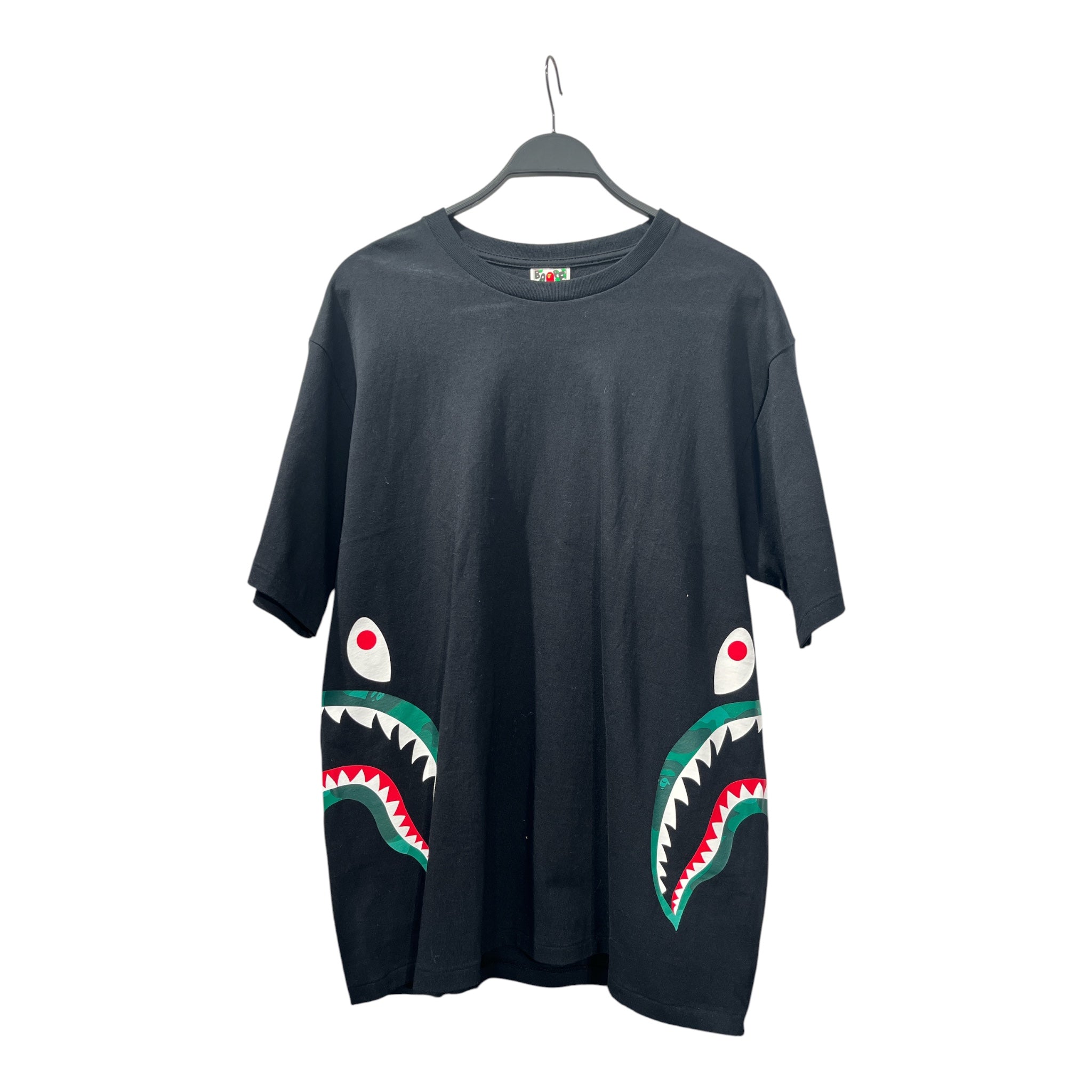 BAPE STA!/T-Shirt/XXL/Cotton/BLK/2 SHARK HEADS ON SIDE view 1