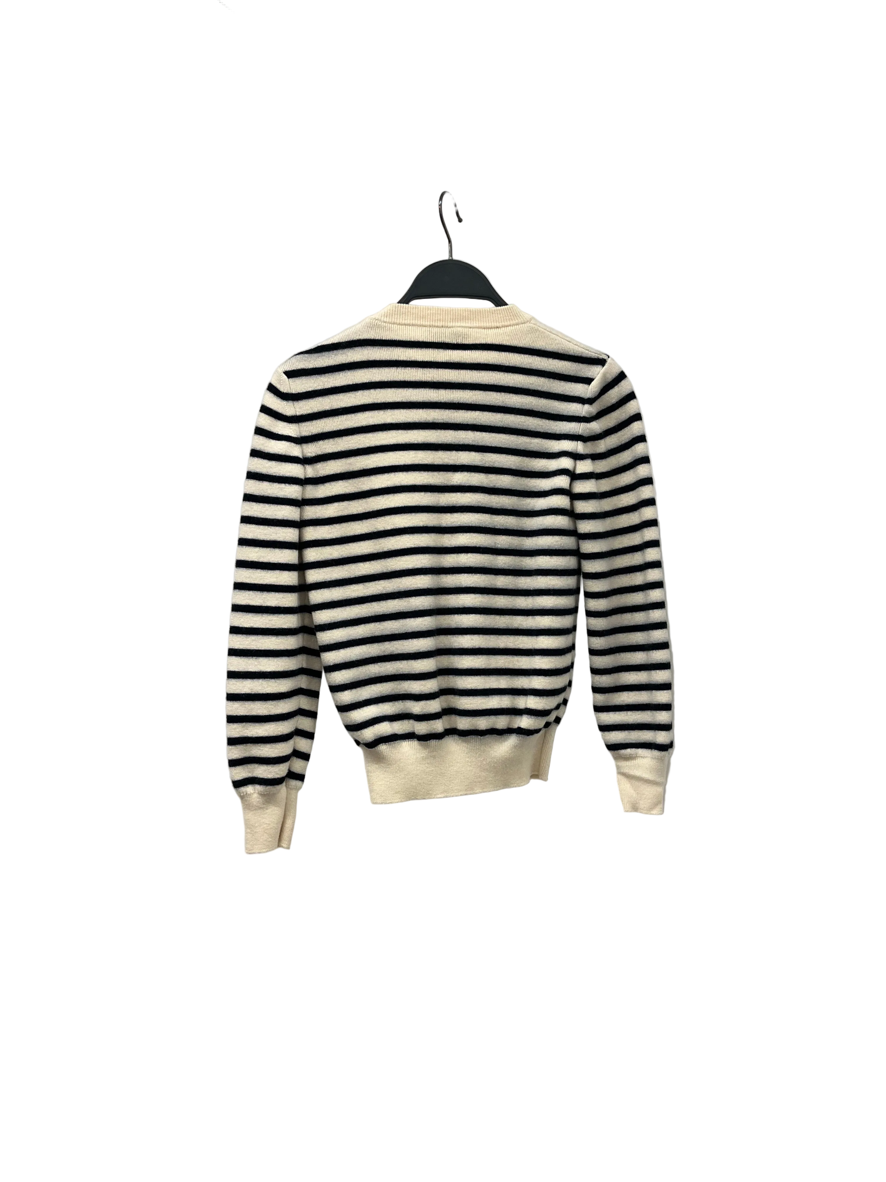 BALENCIAGA/Sweater/34/Stripe/Wool/WHT/GOLD BUTTONS AT SHOULDERS view 2