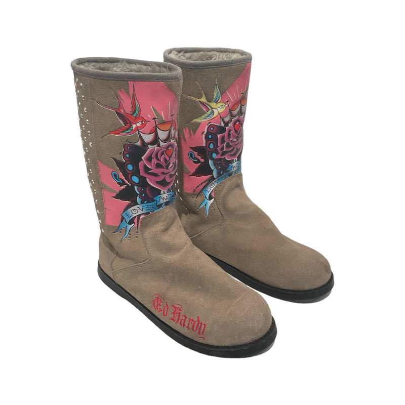 Ed Hardy/Boots/US 10/Suede/KHK/