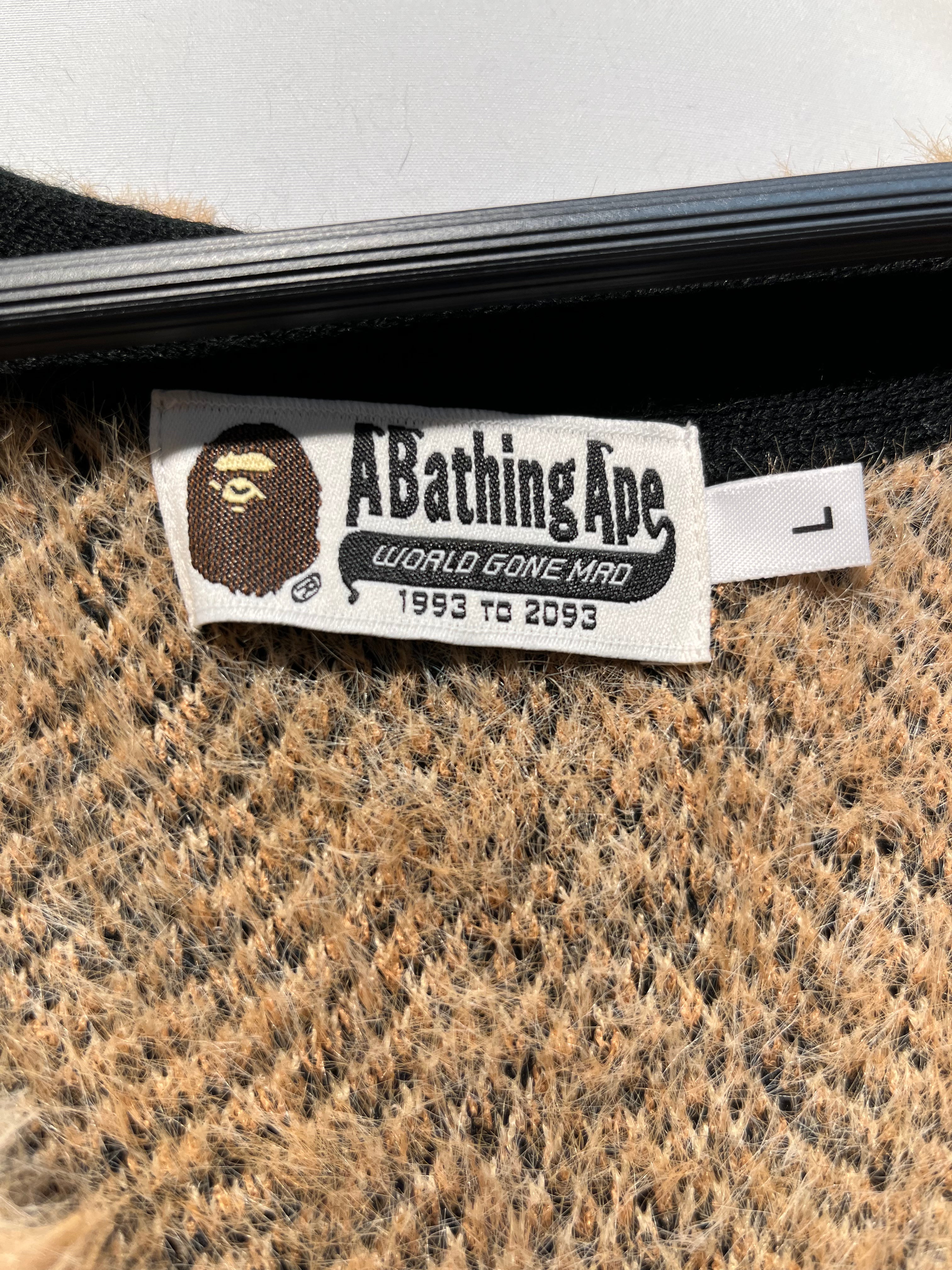 A BATHING APE/Cardigan/L/Animal Pattern/BRW/WILD LEOPARD SHAGGY KNIT view 3