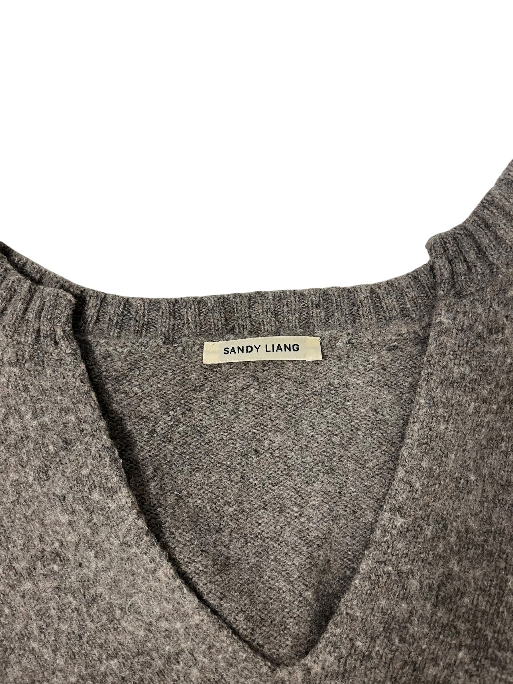 Sandy Liang/Sweater/M/Wool/GRY/DEEP V NECK view 3