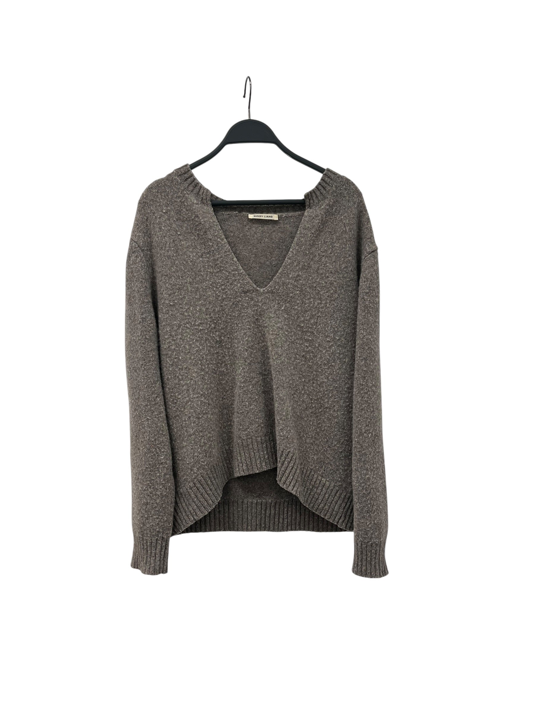 Sandy Liang/Sweater/M/Wool/GRY/DEEP V NECK view 1